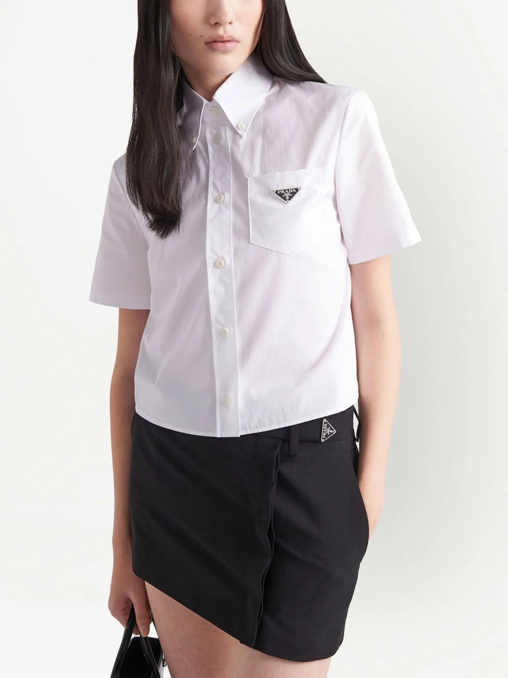 triangle-logo poplin shirt