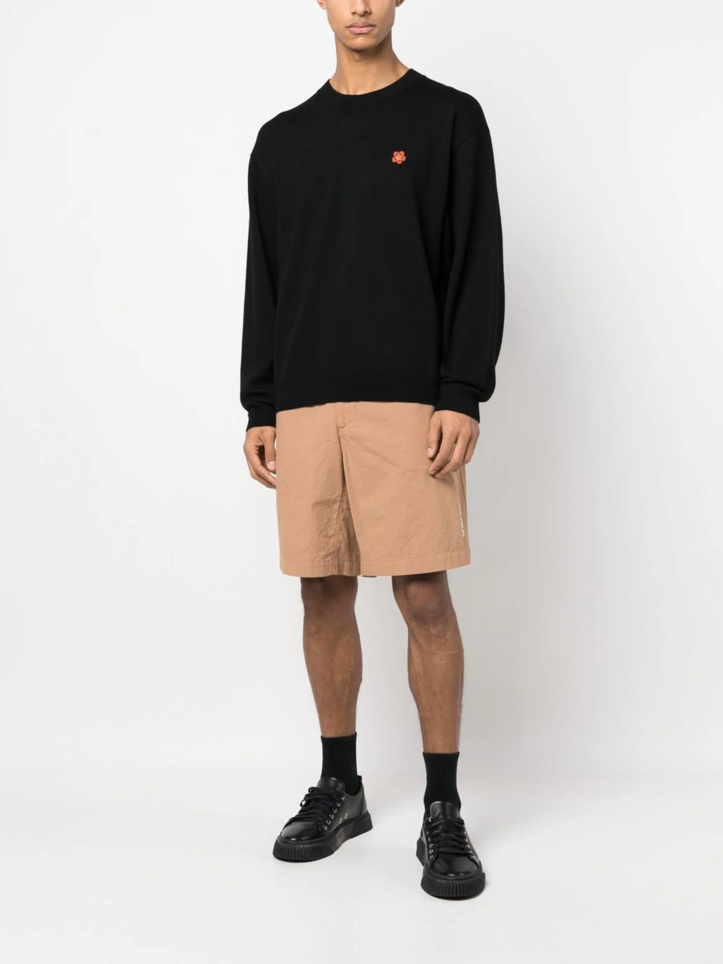 flower-patch crew-neck sweatshirt