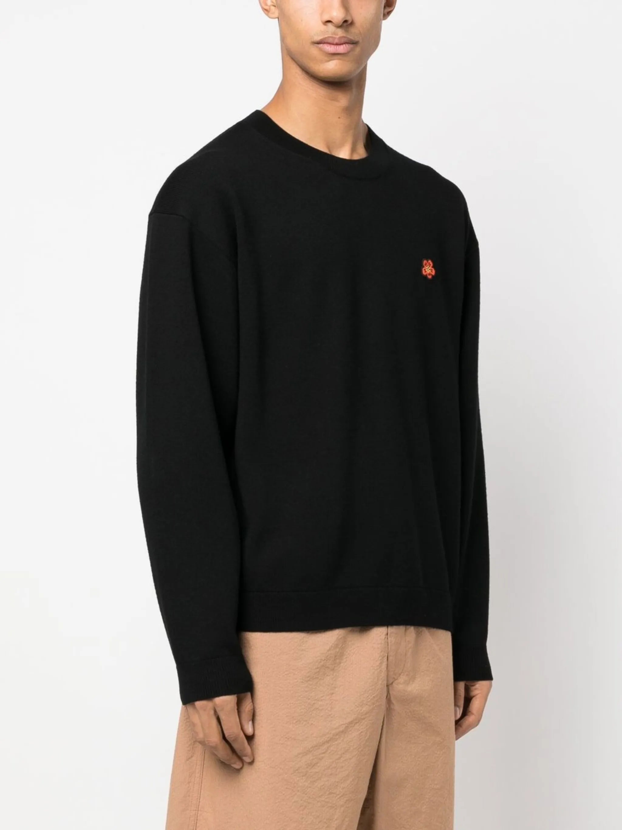 flower-patch crew-neck sweatshirt