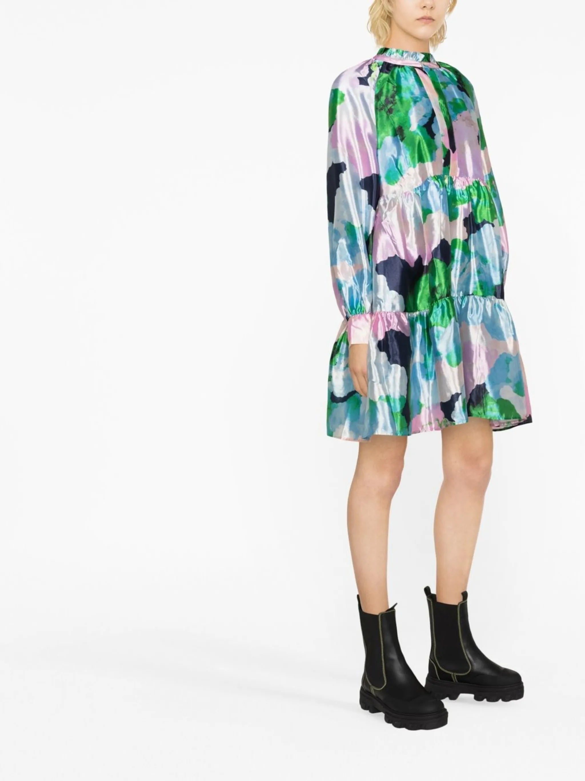 Jasmine brushstroke-print minidress