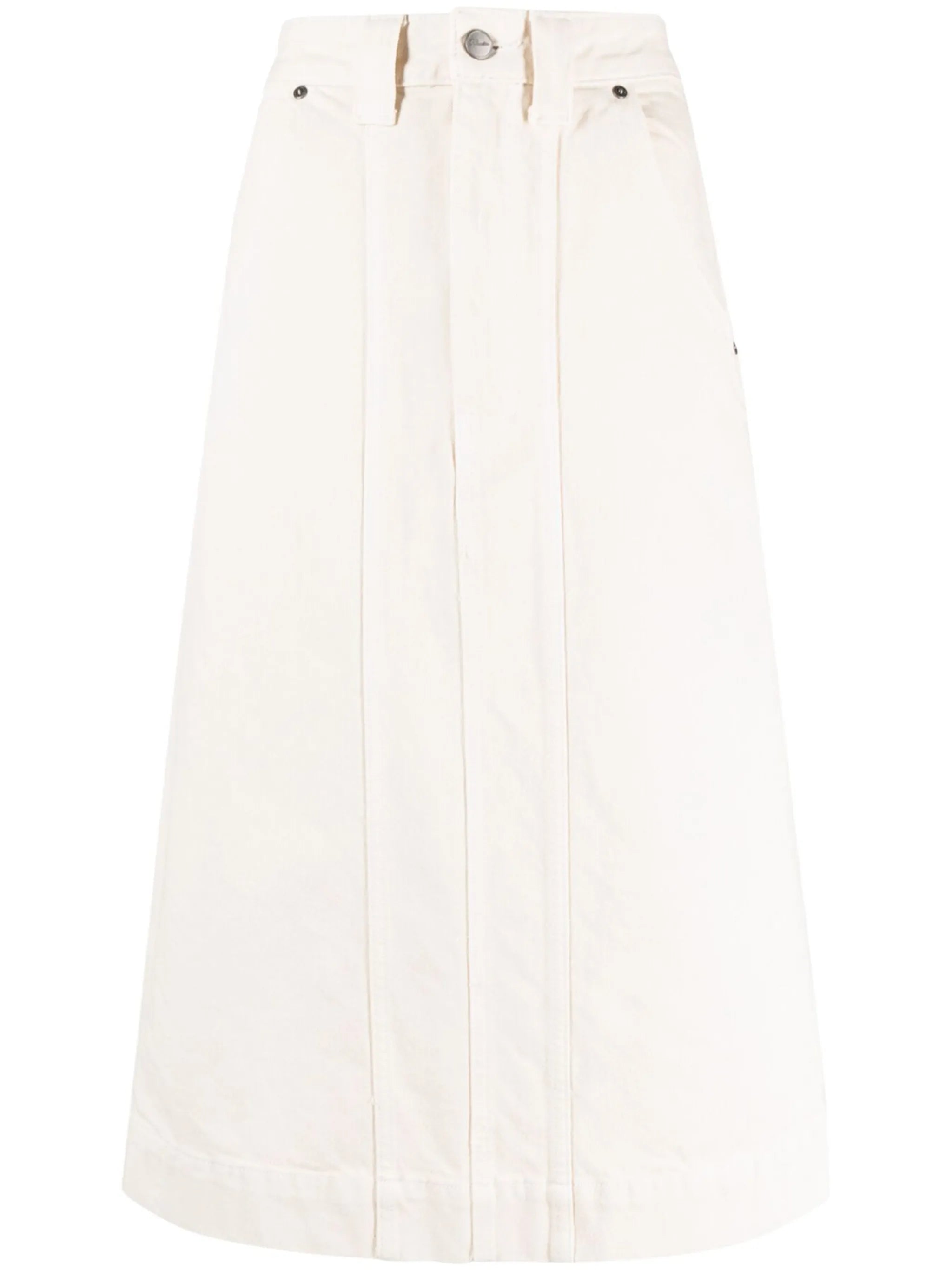 pleat-detailing midi denim skirt