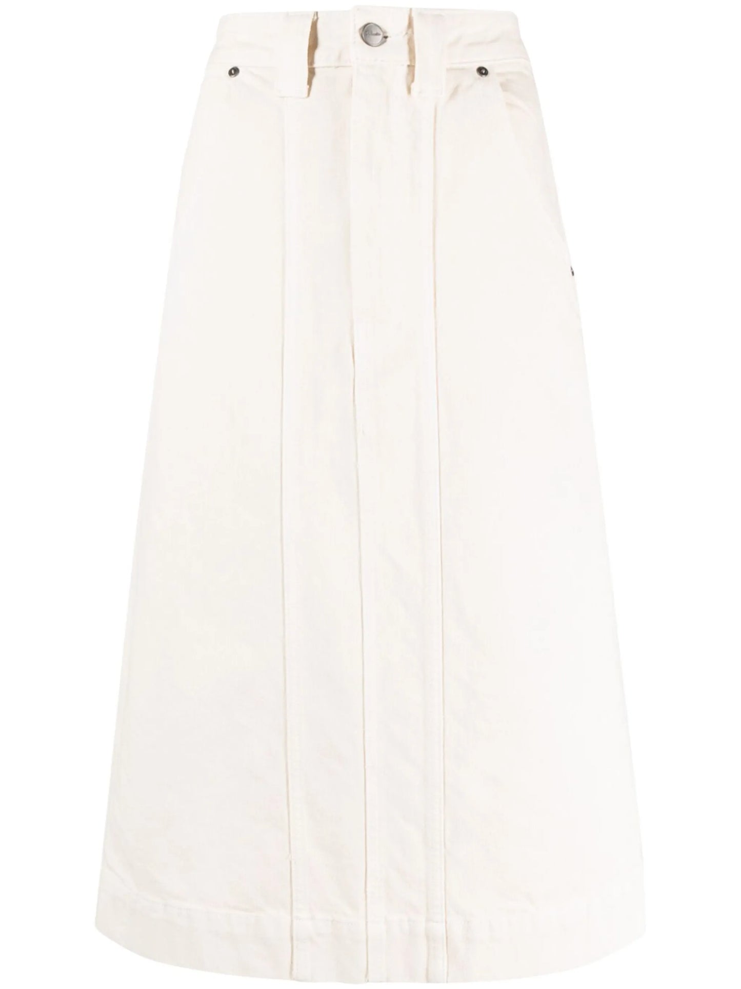 pleat-detailing midi denim skirt