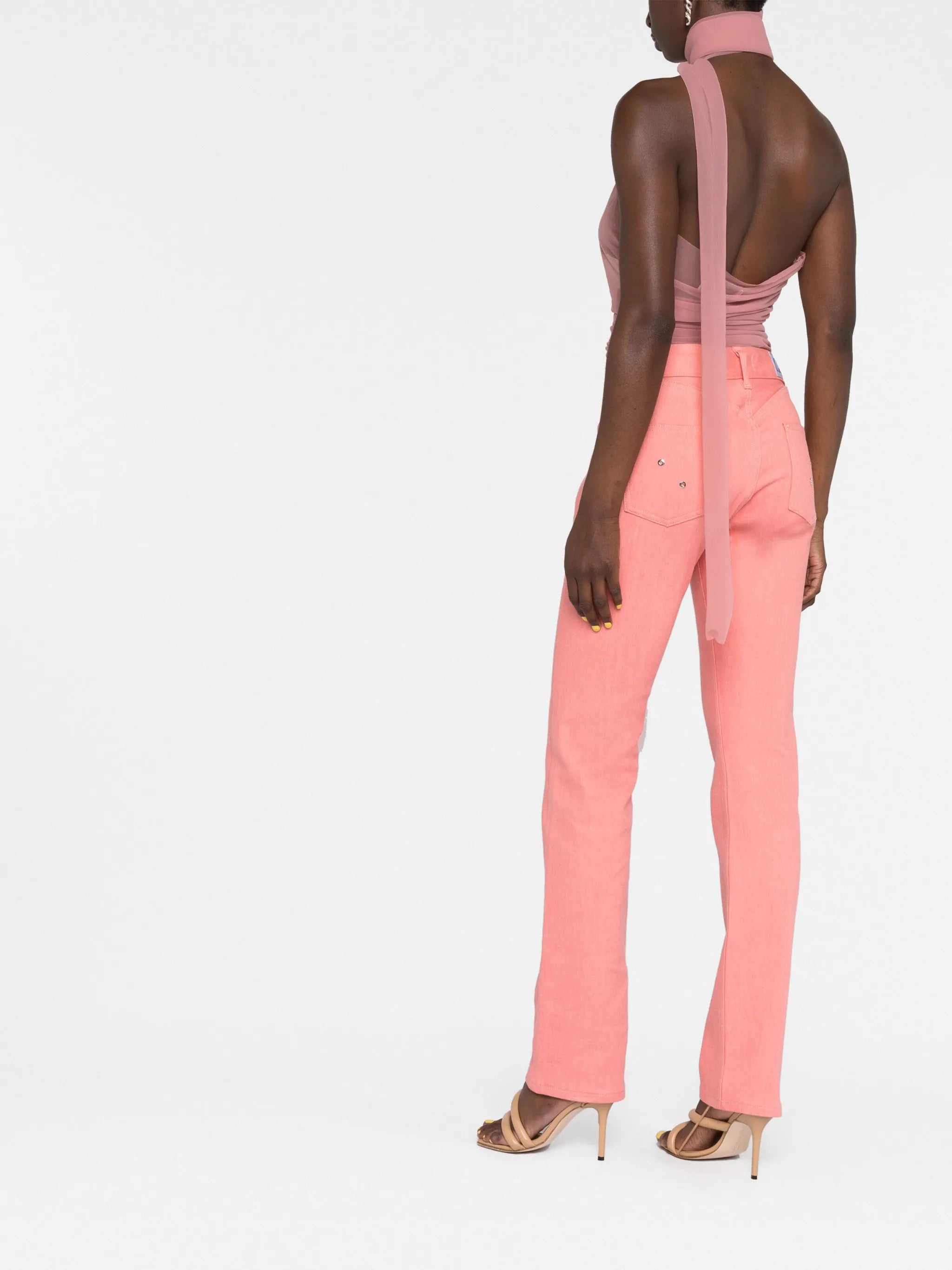 lace-up straight-leg jeans