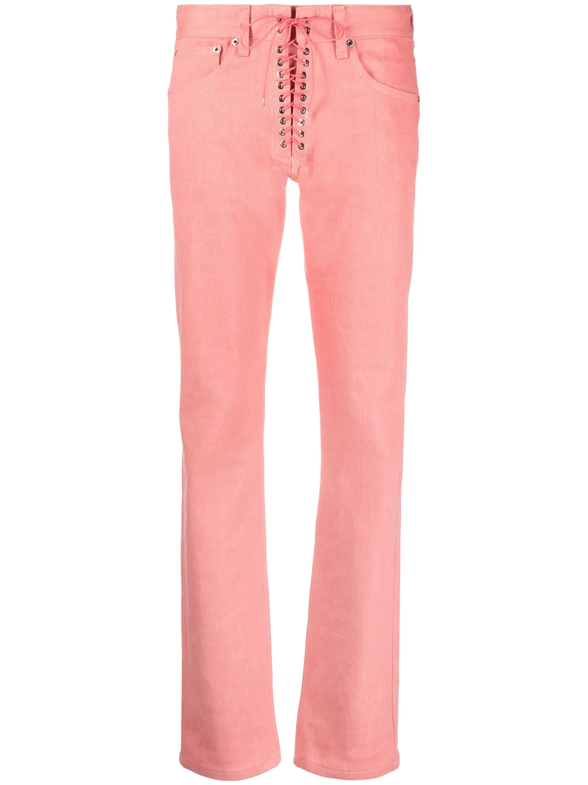 lace-up straight-leg jeans
