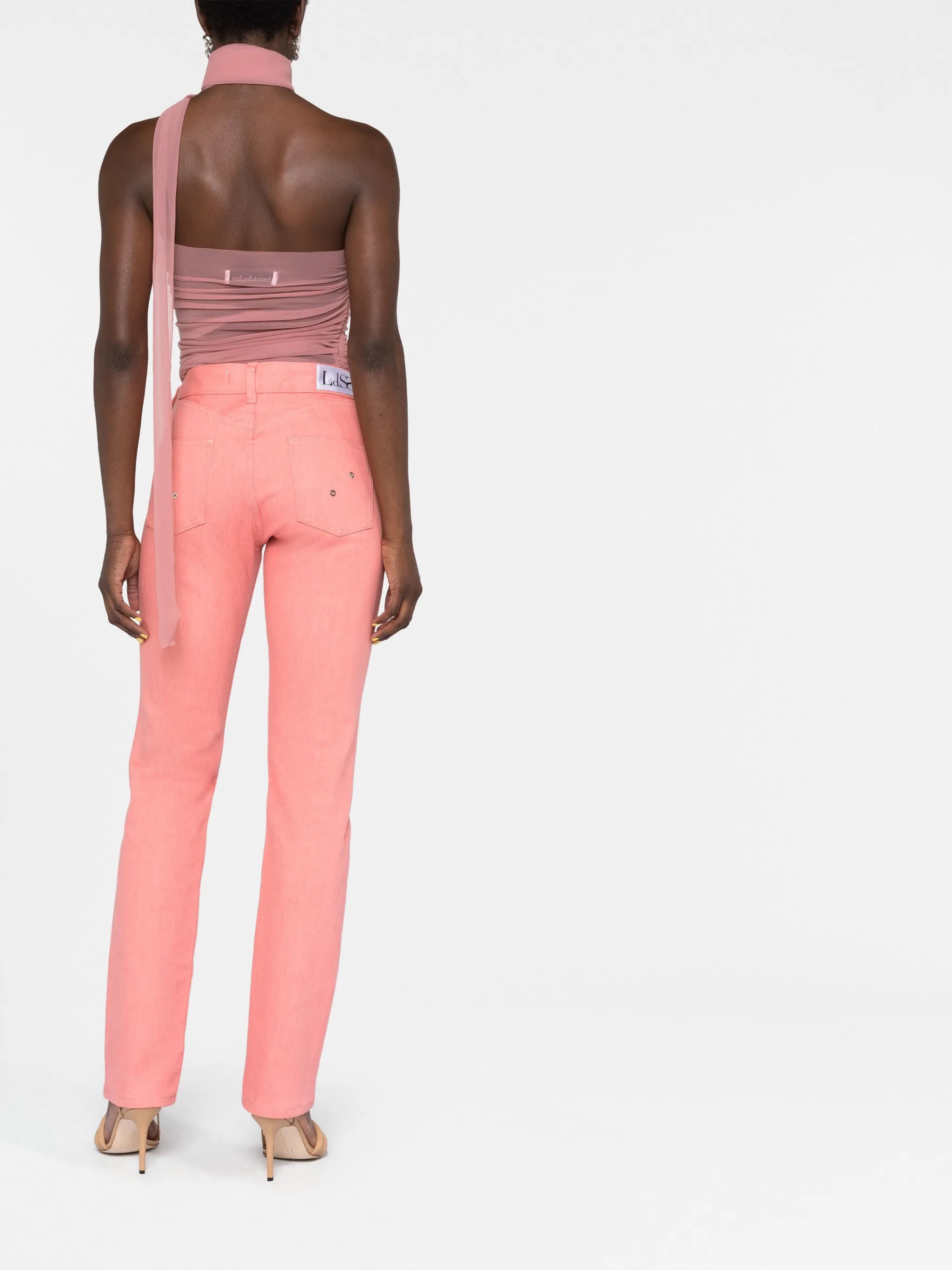 lace-up straight-leg jeans