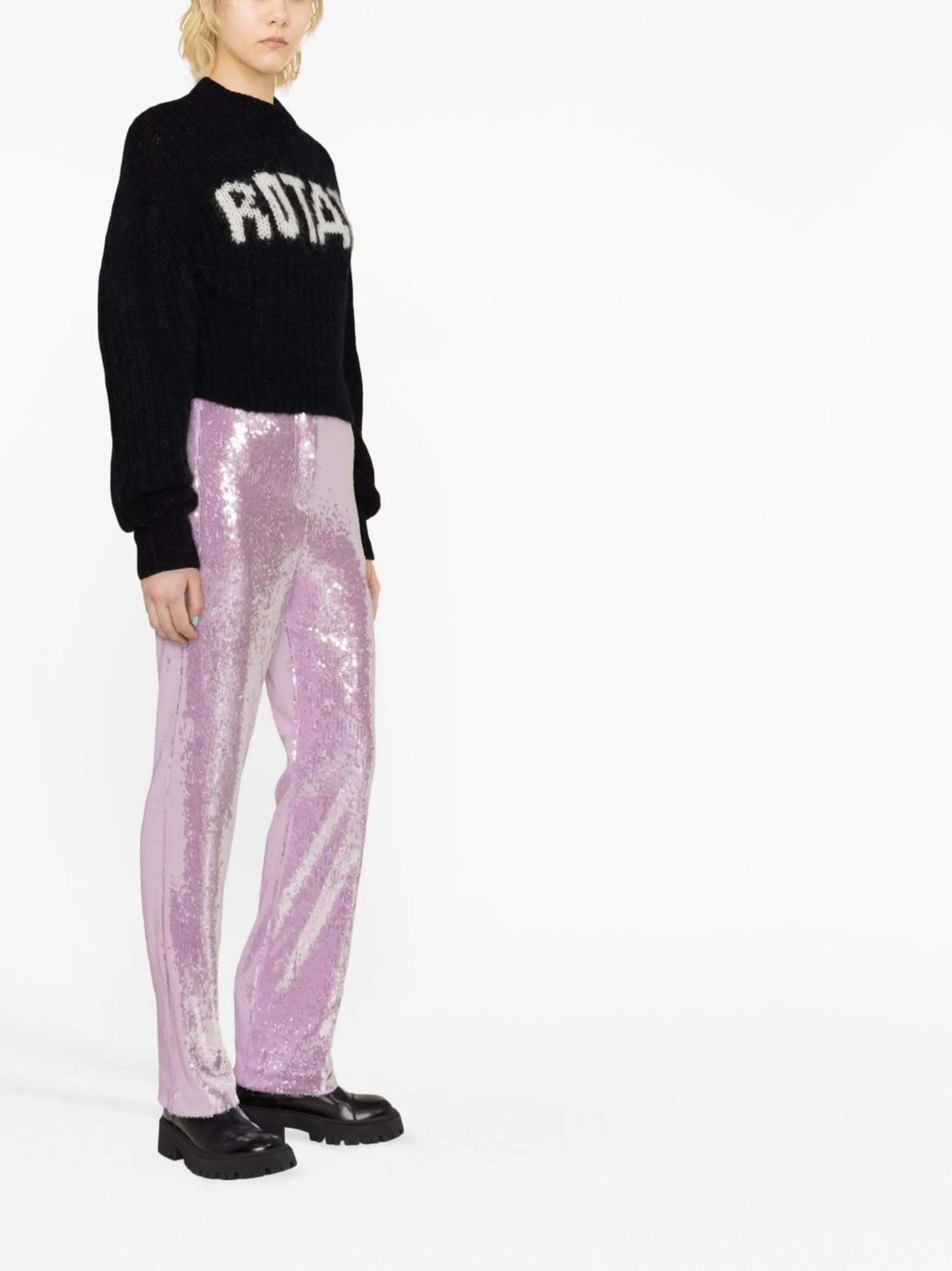 logo-print puff-sleeve jumper