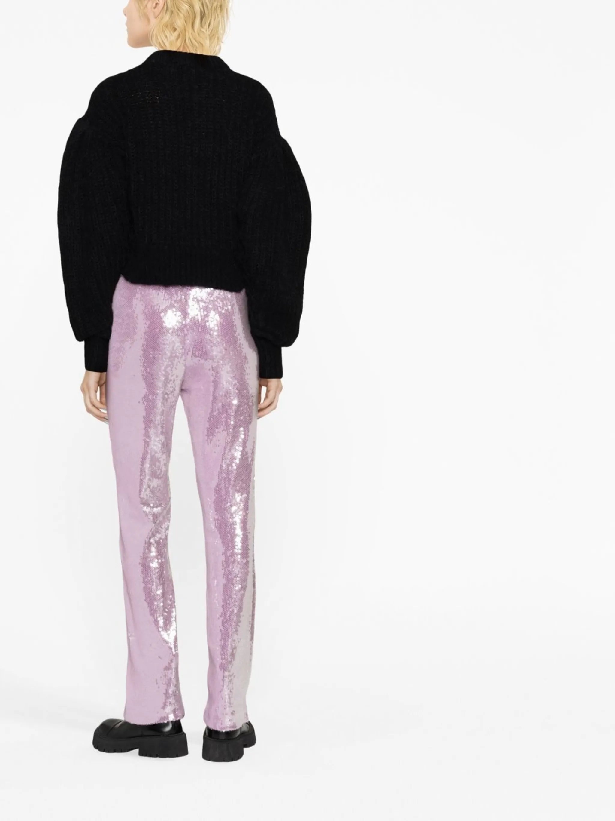 logo-print puff-sleeve jumper