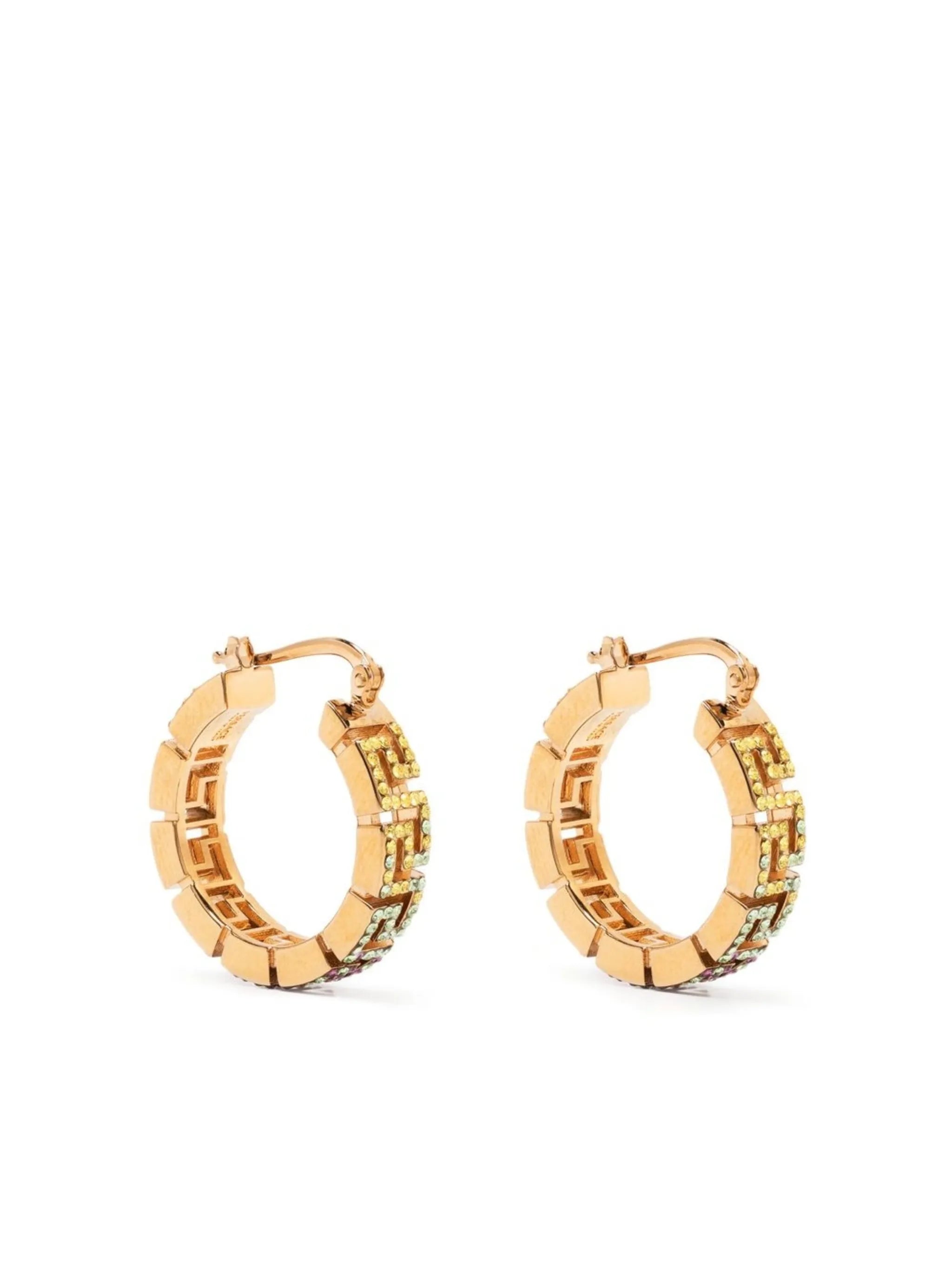 Greca rhinestone-embellished hoop earrings