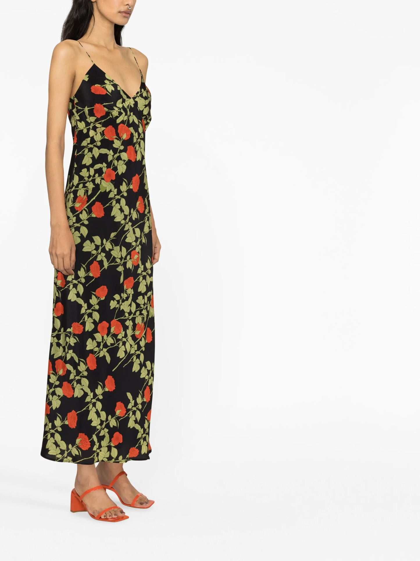 Jeannette rose-print silk maxi dress