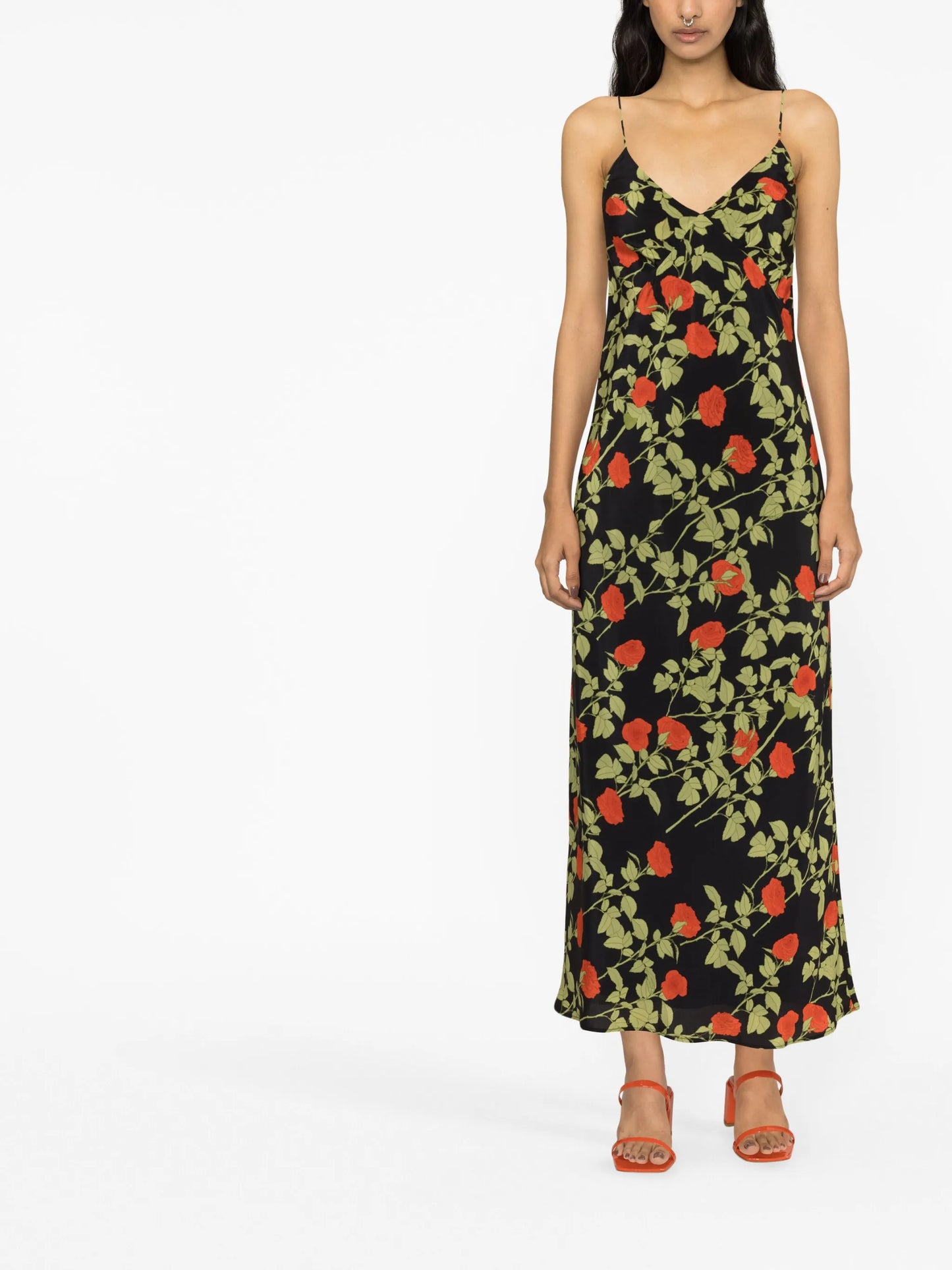 Jeannette rose-print silk maxi dress
