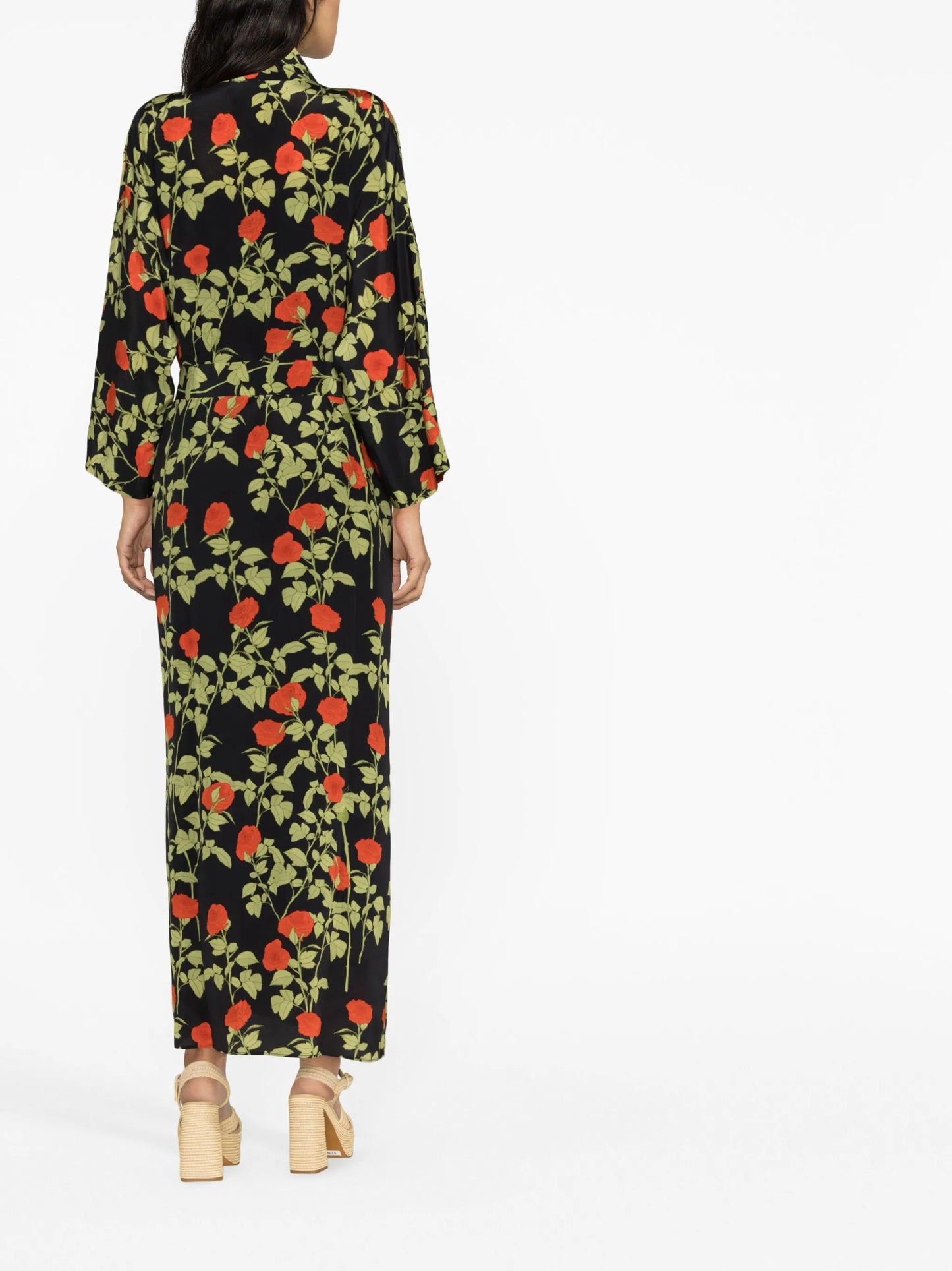 climbing rose-print silk maxi dress