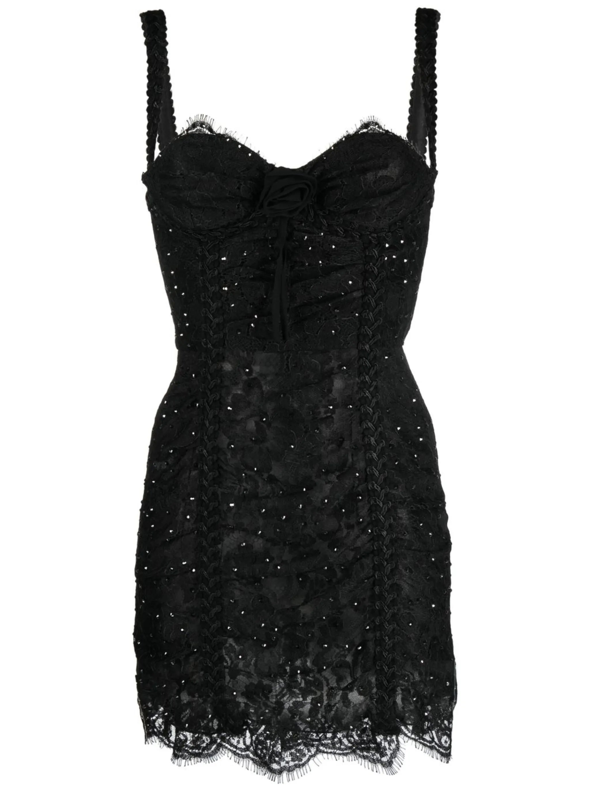 lace-detail sweetheart-neck minidress
