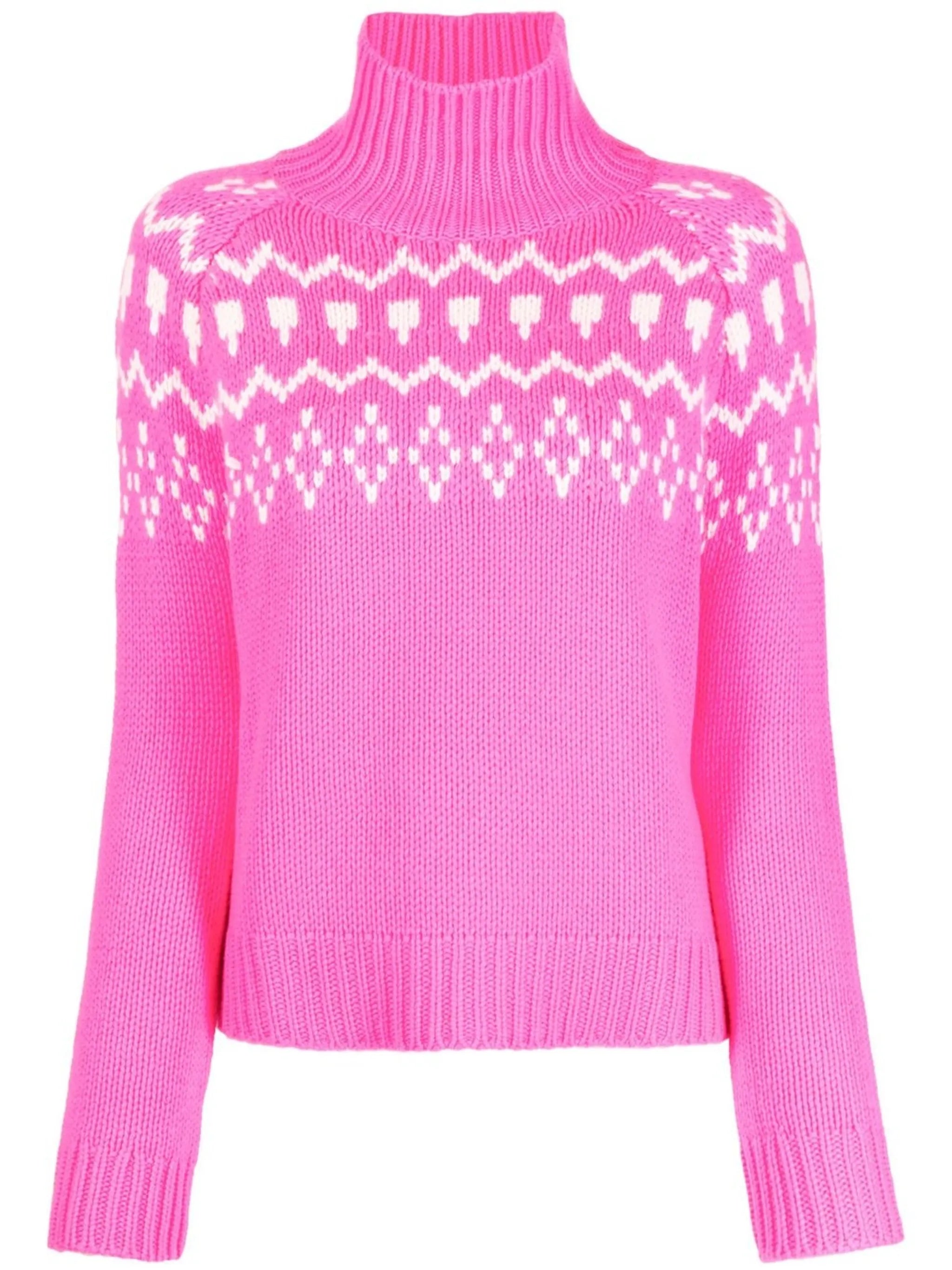 intarsia-knit roll-neck jumper