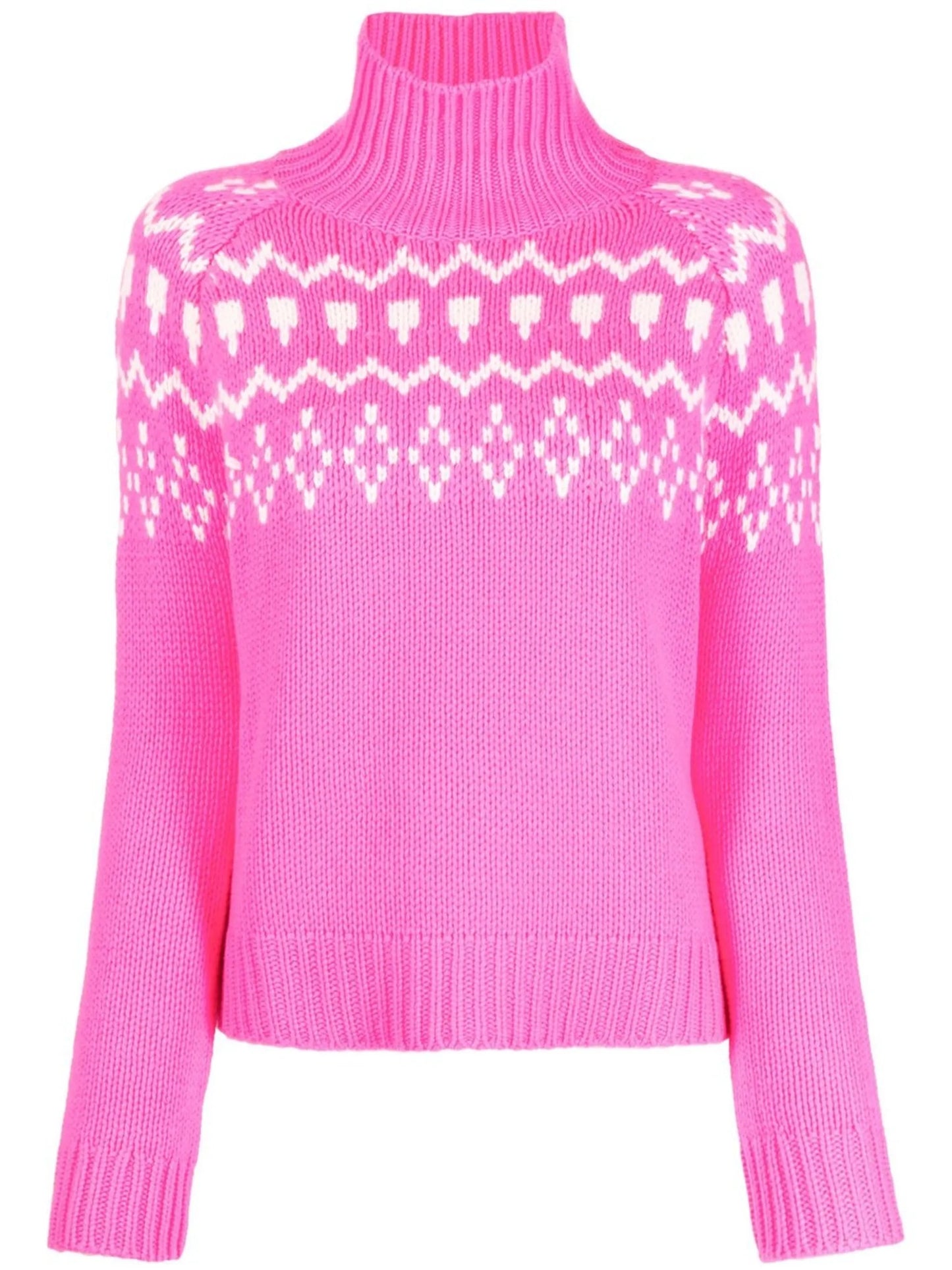 intarsia-knit roll-neck jumper