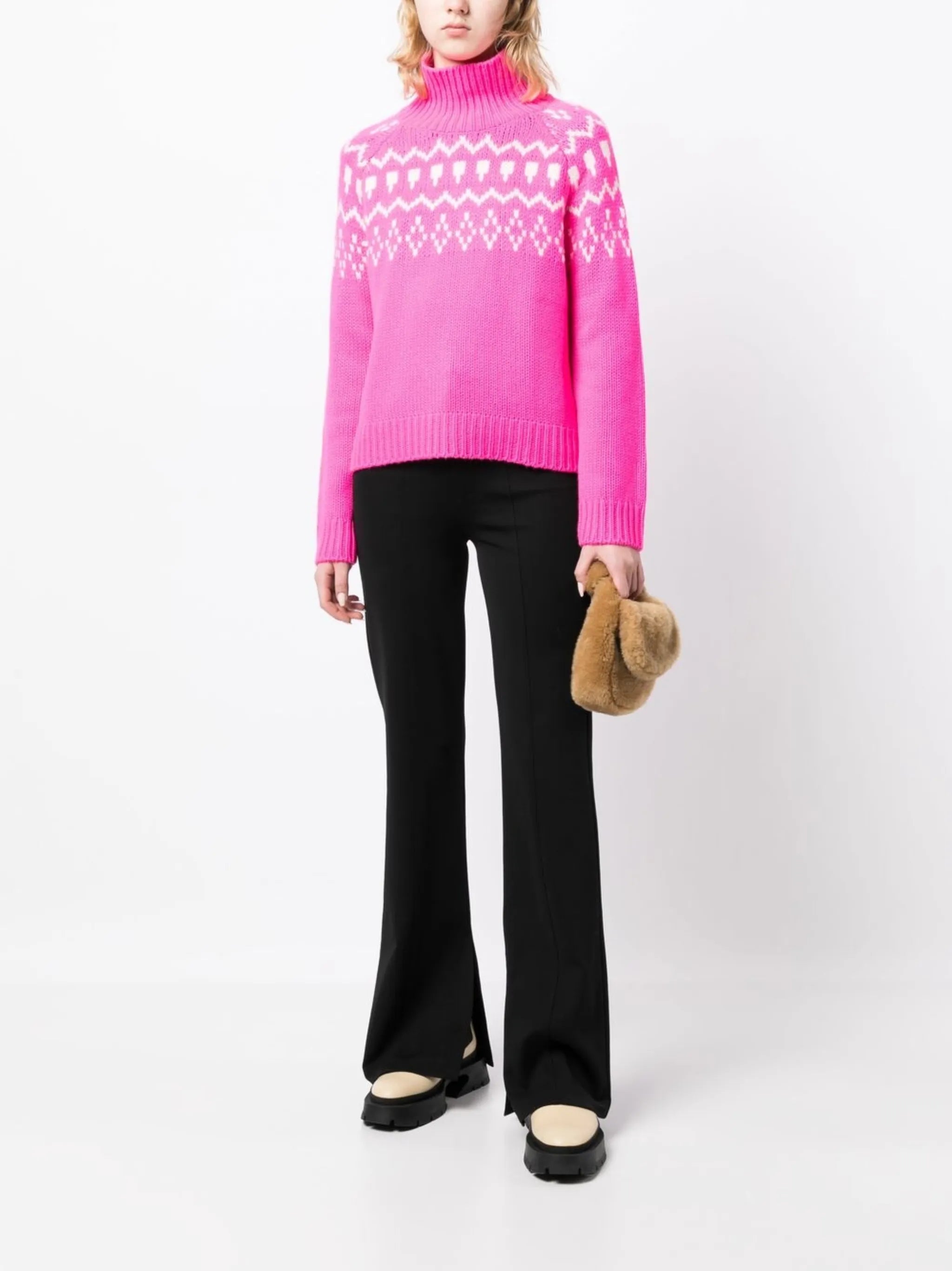 intarsia-knit roll-neck jumper