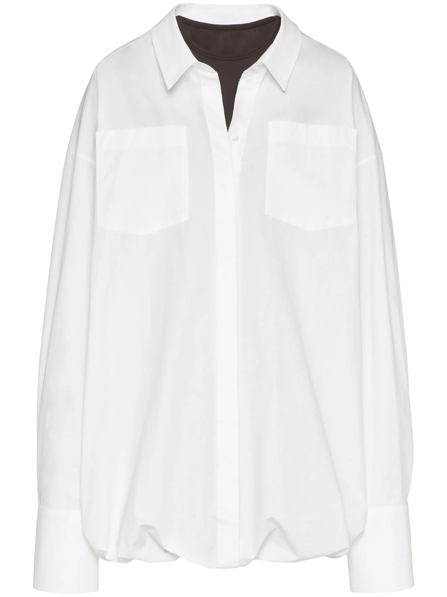 layered long-sleeve shirtdress