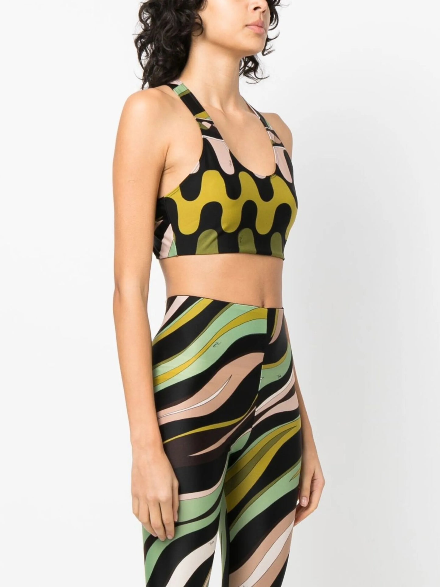 Fiamme-print racerback cropped top