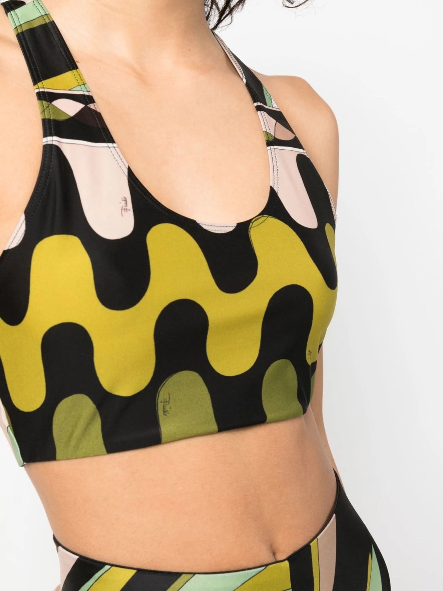 Fiamme-print racerback cropped top