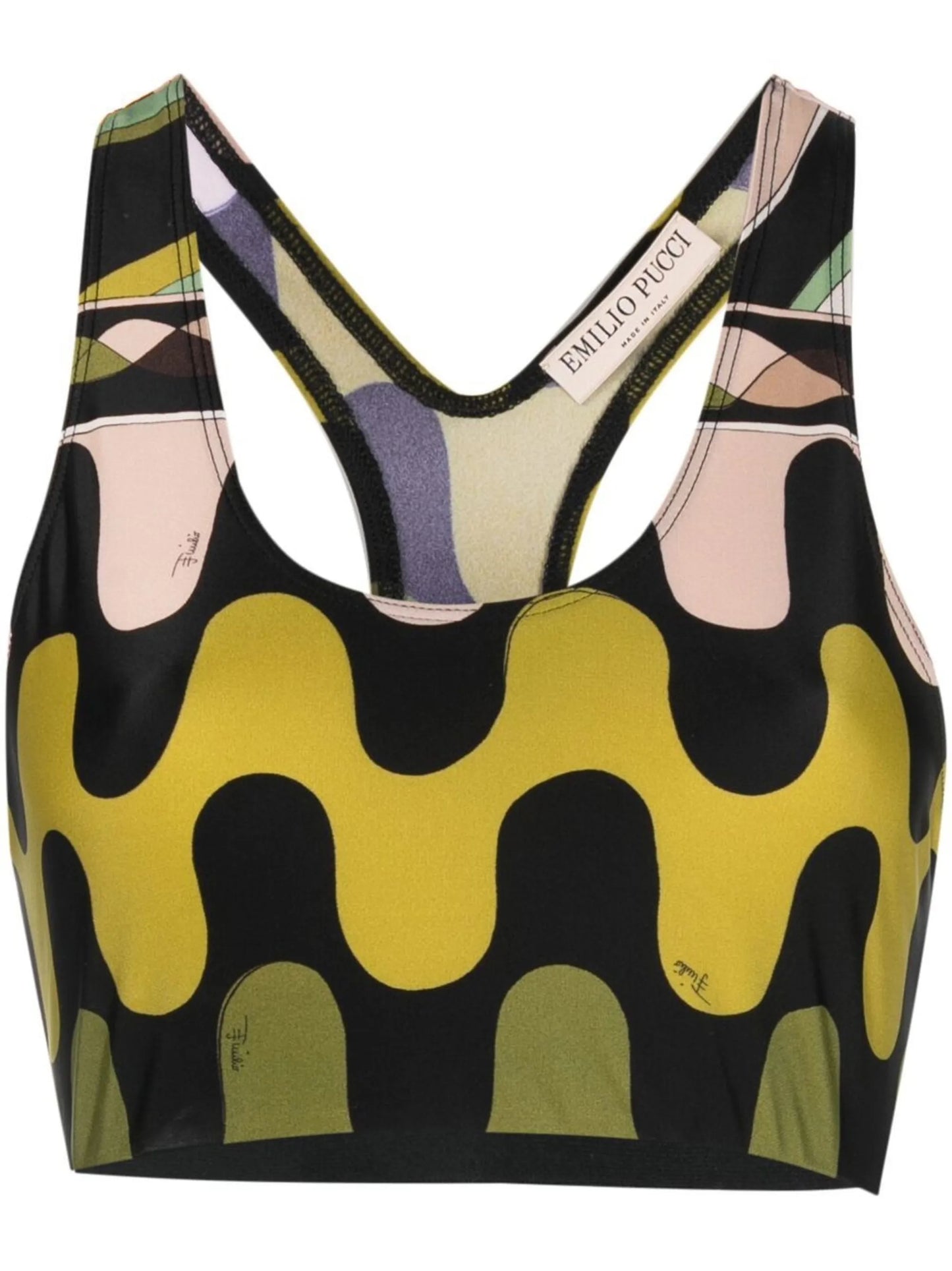 Fiamme-print racerback cropped top