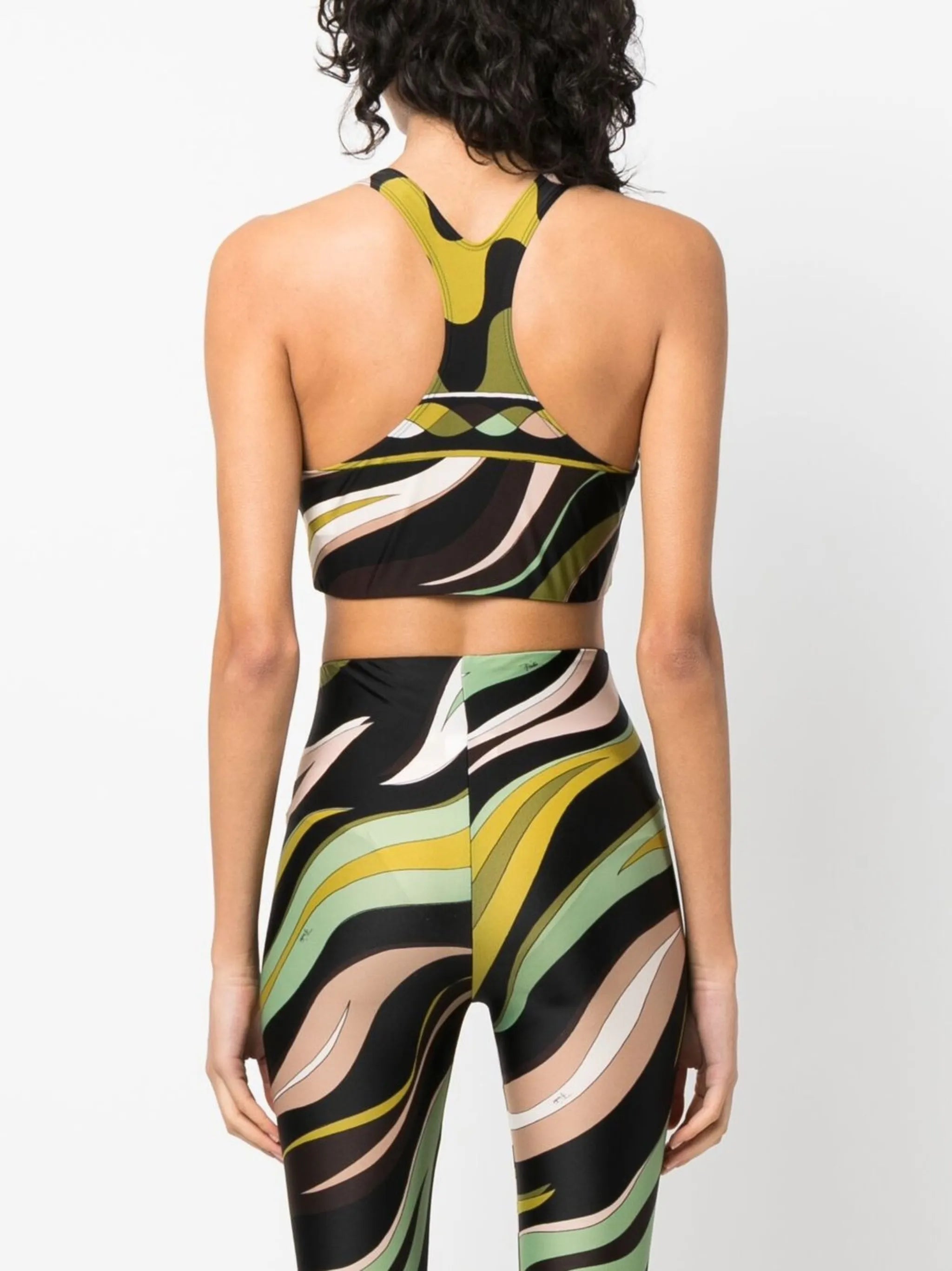 Fiamme-print racerback cropped top
