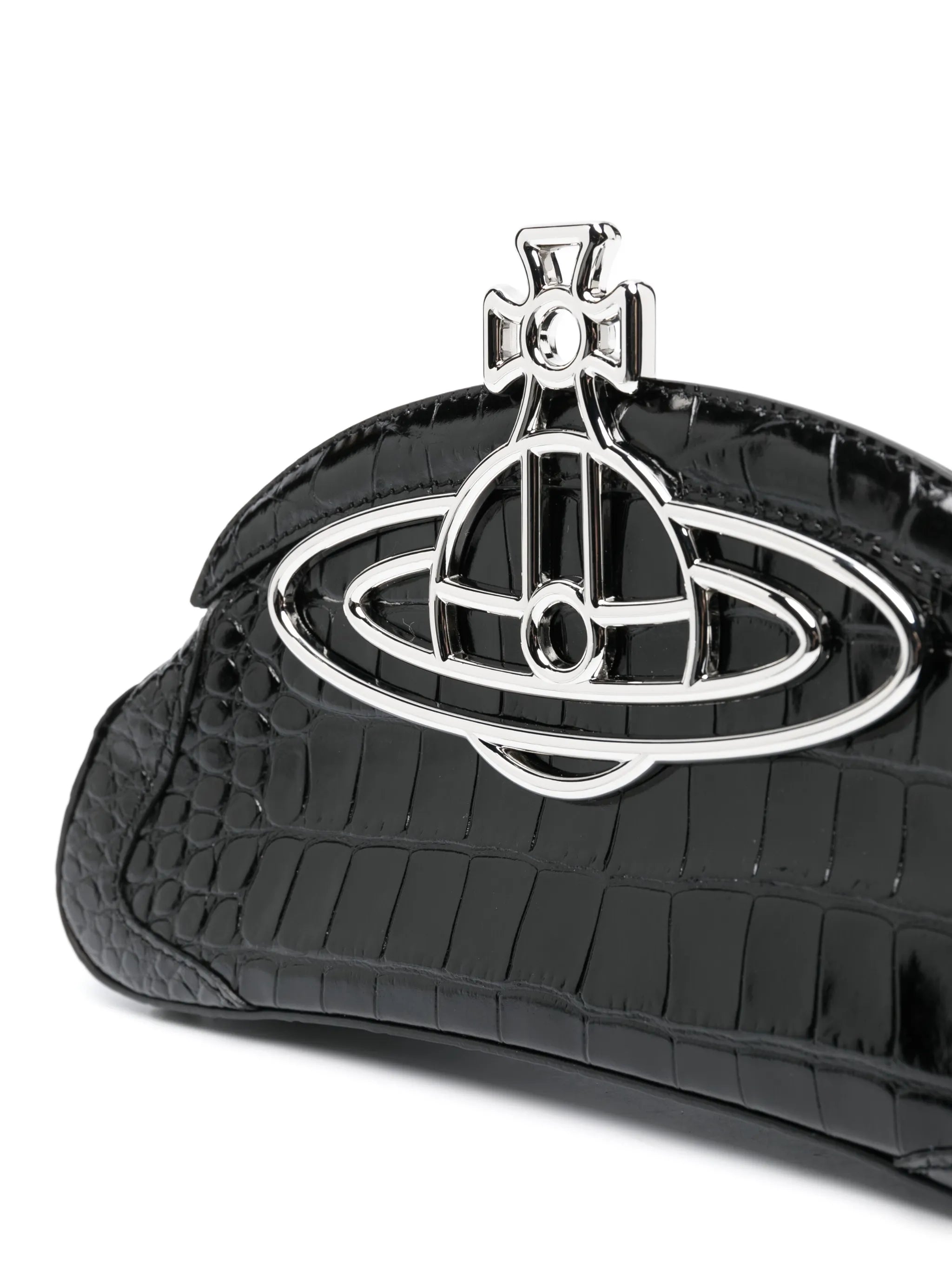 Amber crocodile-embossed clutch bag