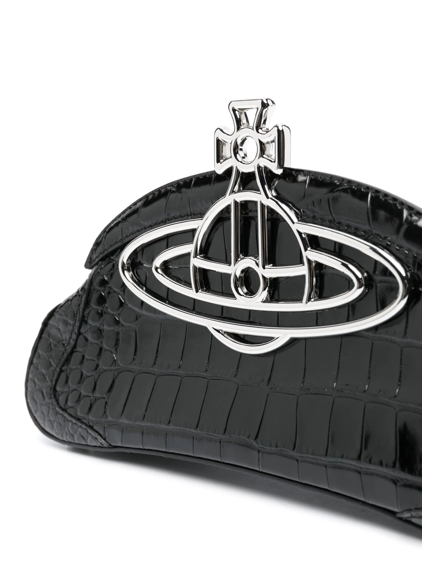 Amber crocodile-embossed clutch bag