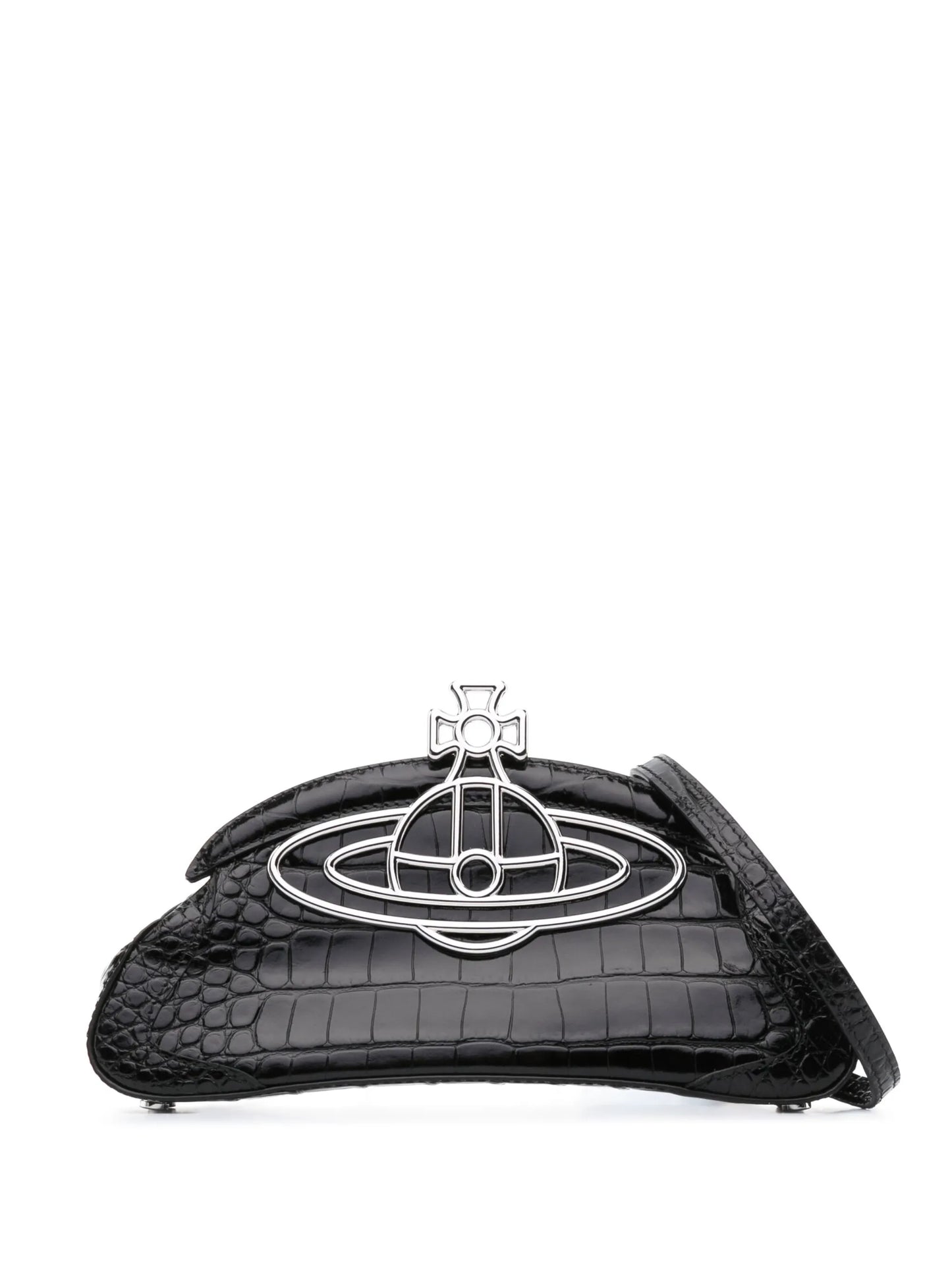 Amber crocodile-embossed clutch bag