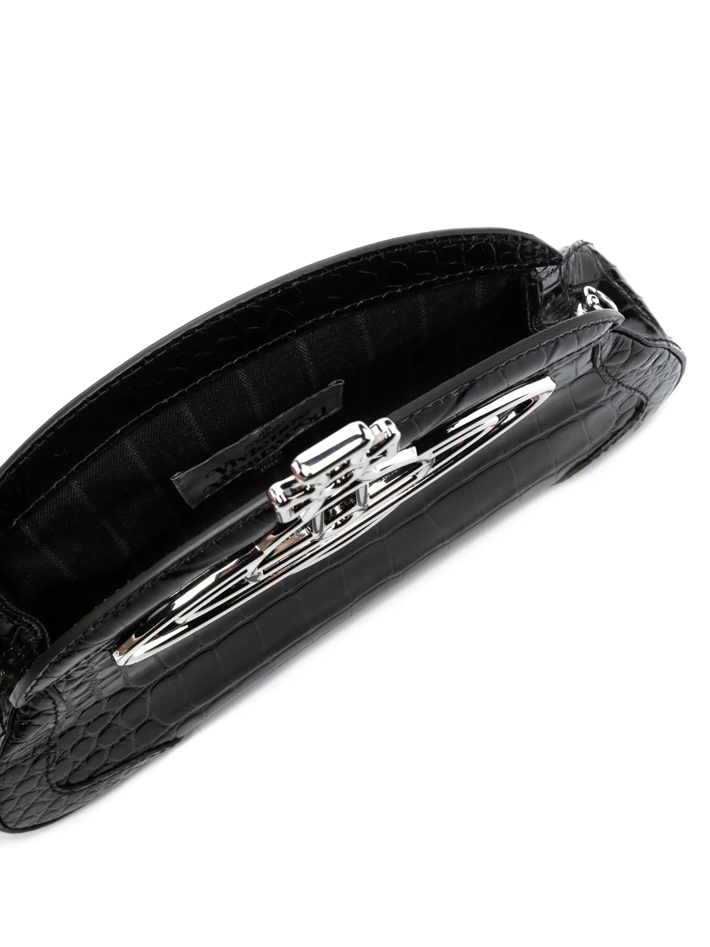 Amber crocodile-embossed clutch bag