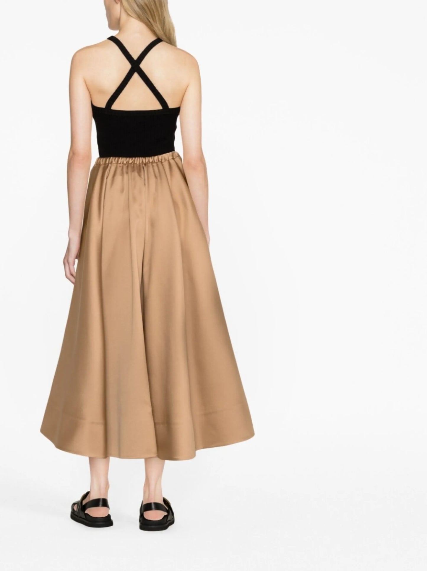 pleated mid-length skirt