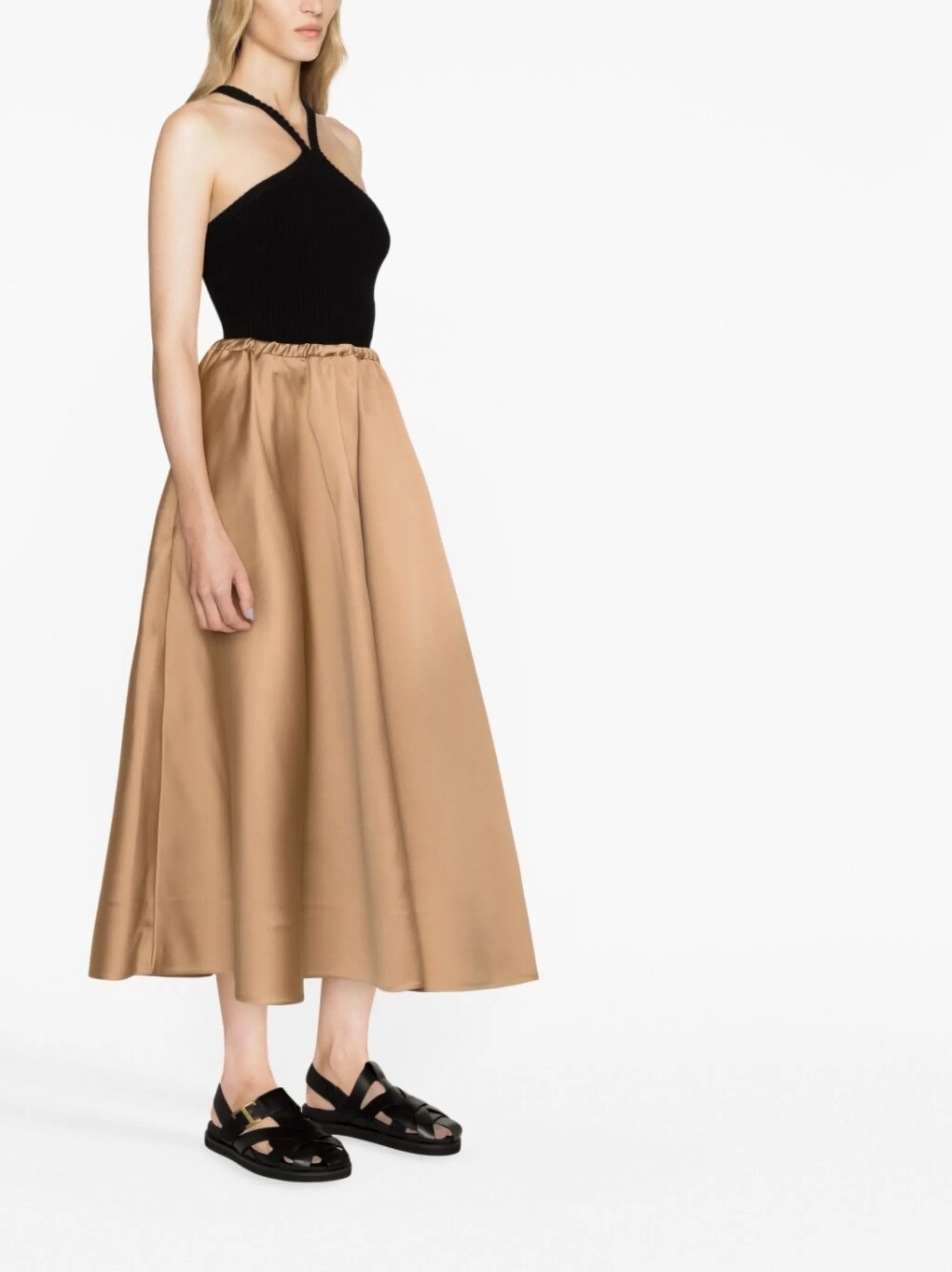 pleated mid-length skirt