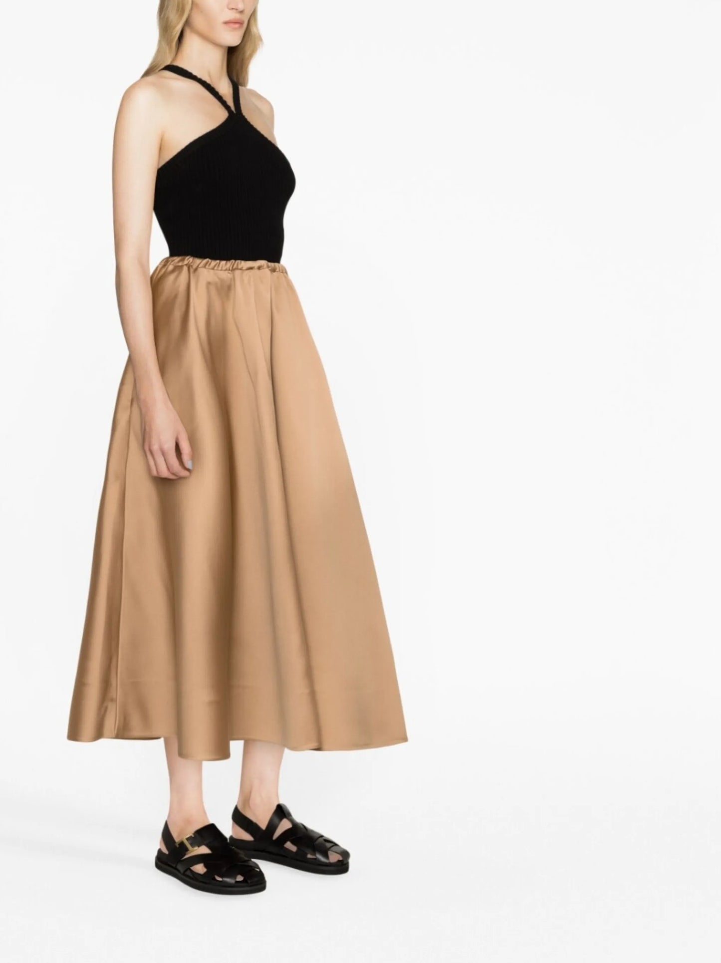 pleated mid-length skirt