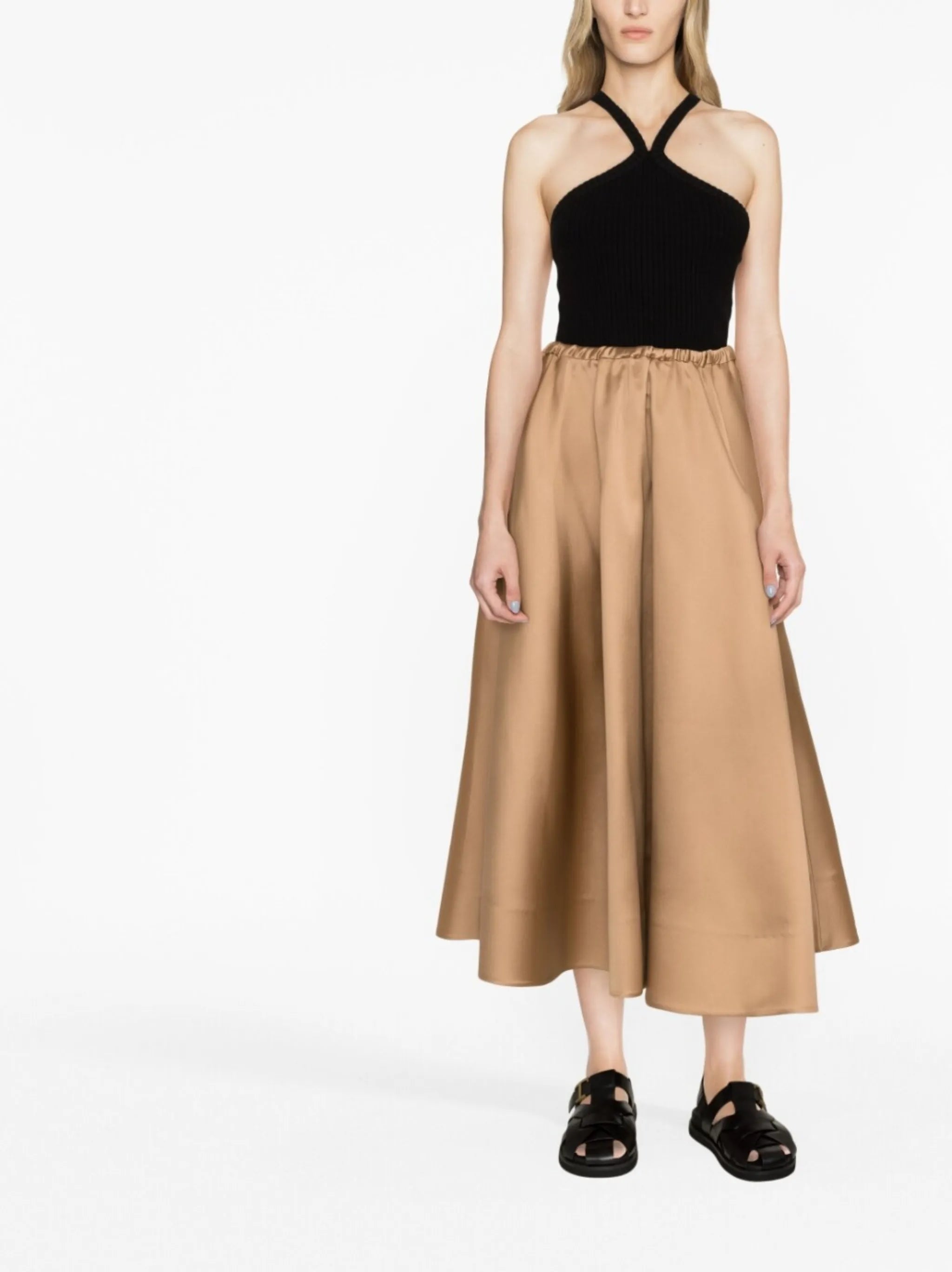 pleated mid-length skirt