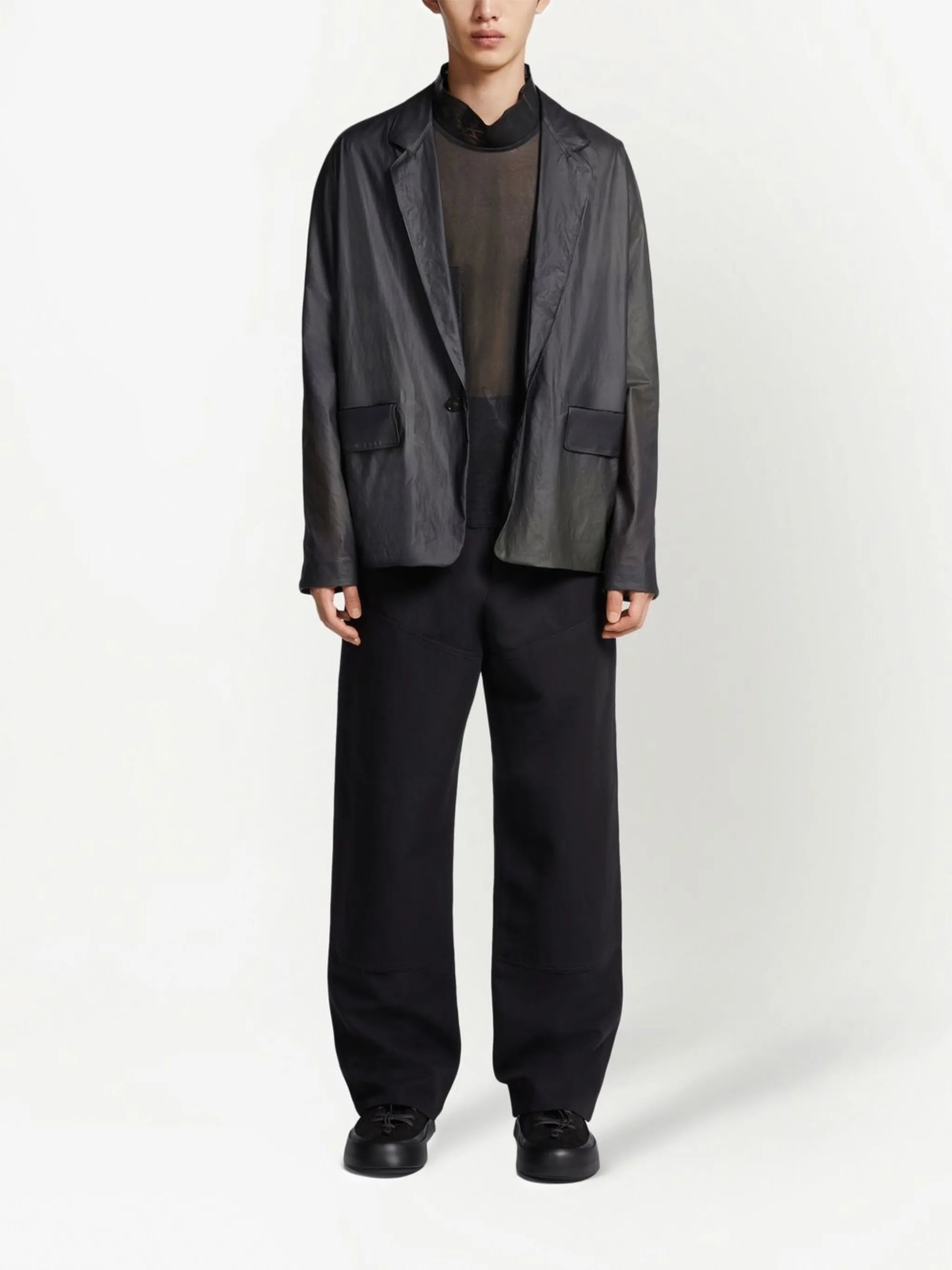 Pure Wool straight-leg trousers