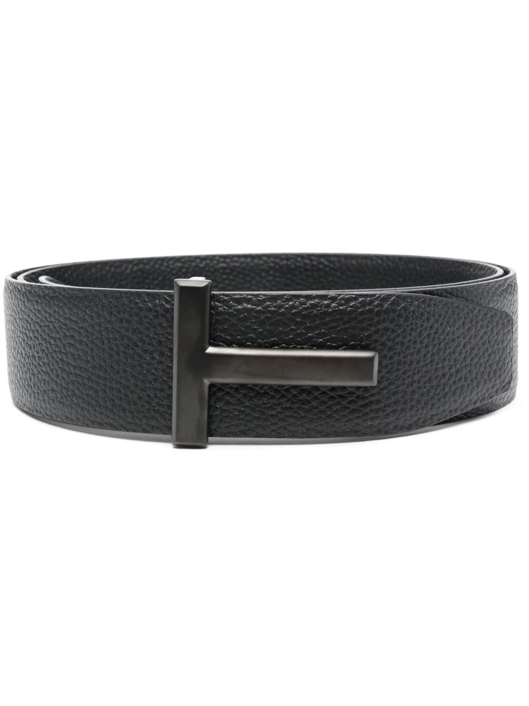 logo-buckle leather belt