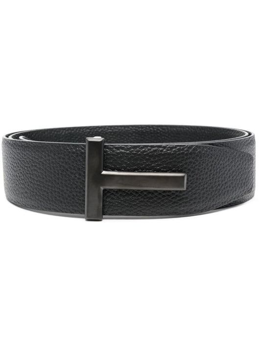 logo-buckle leather belt