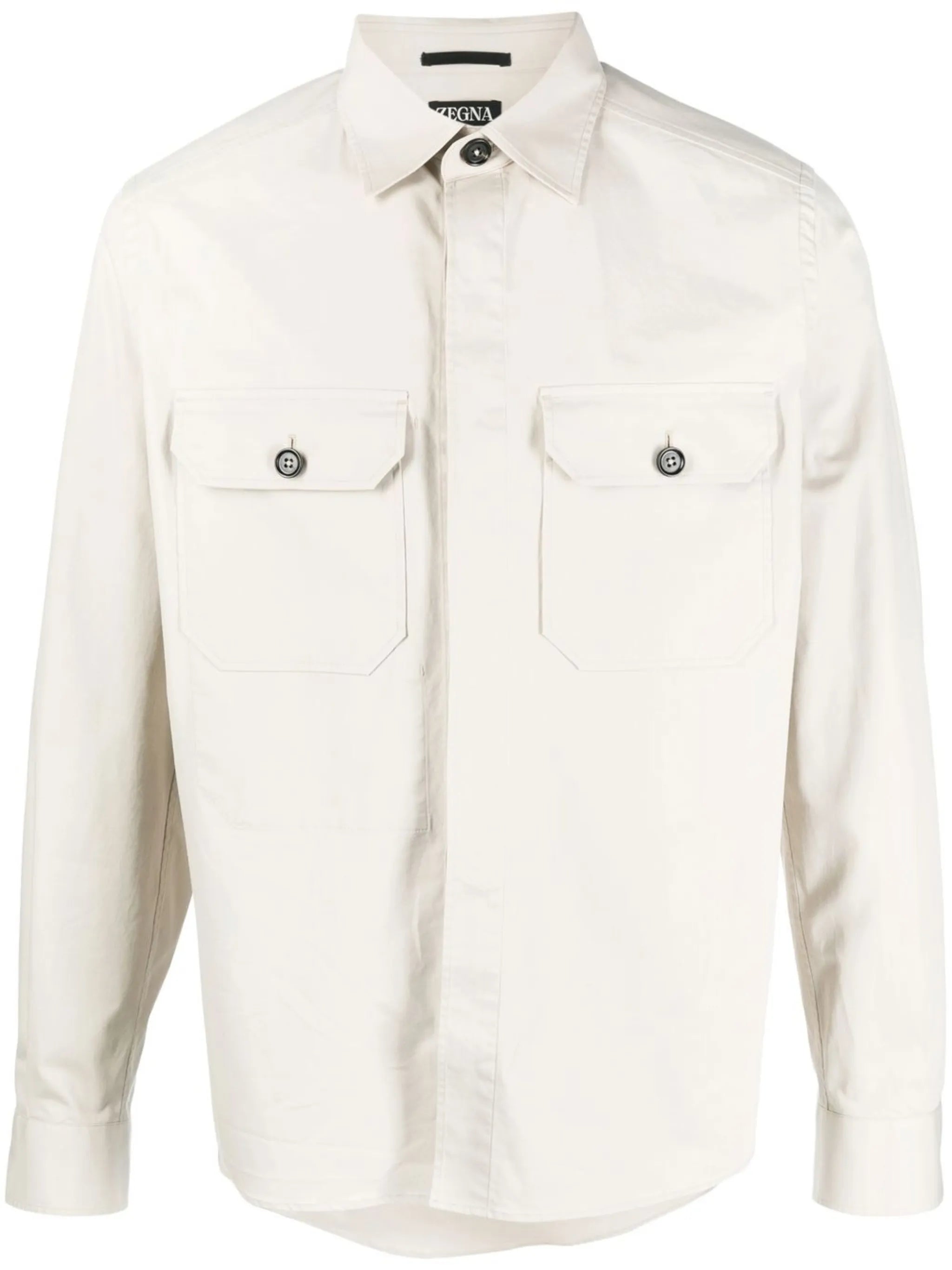 flap-pocket cotton shirt