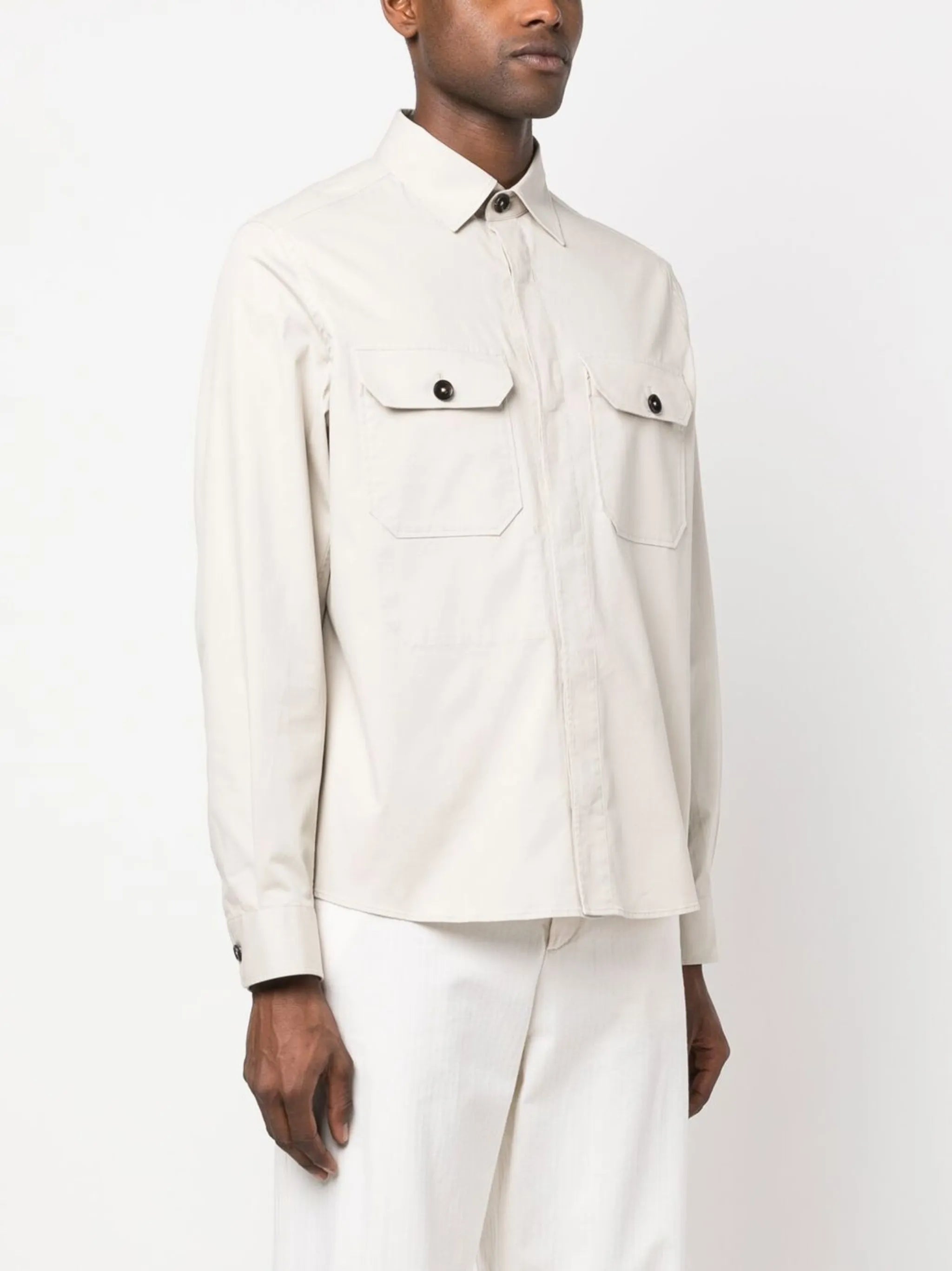 flap-pocket cotton shirt