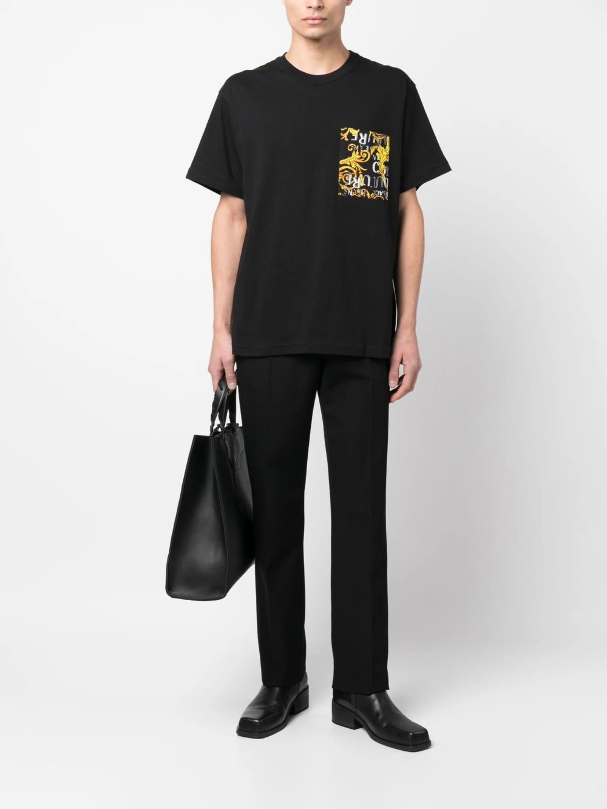 baroque-pattern print detail T-shirt