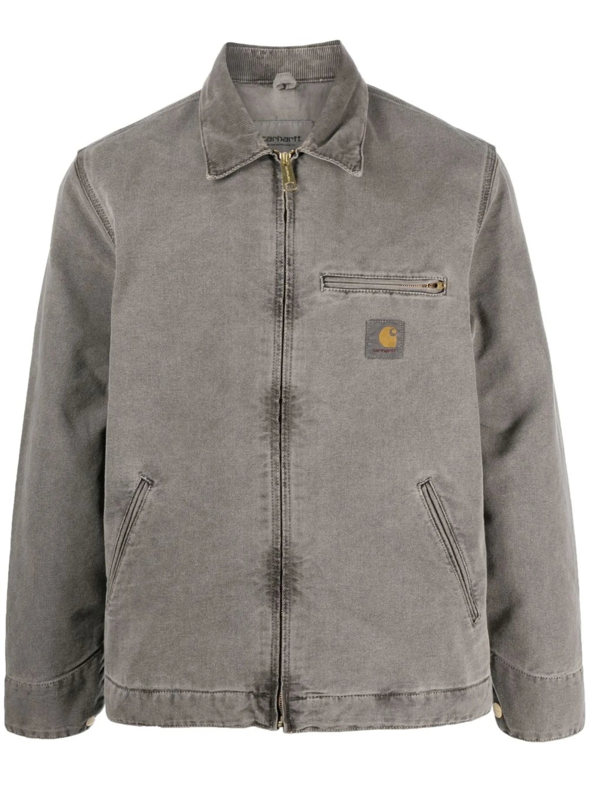 logo-patch zip-up denim jacket