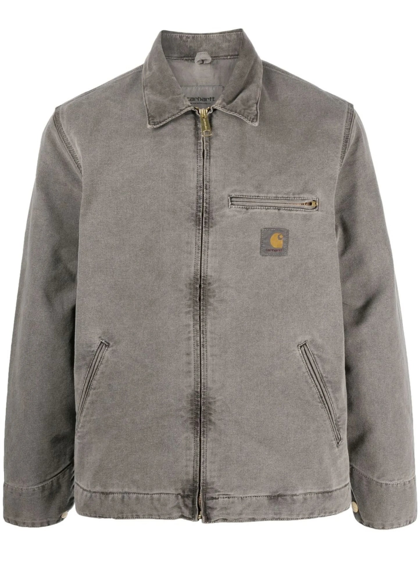 logo-patch zip-up denim jacket