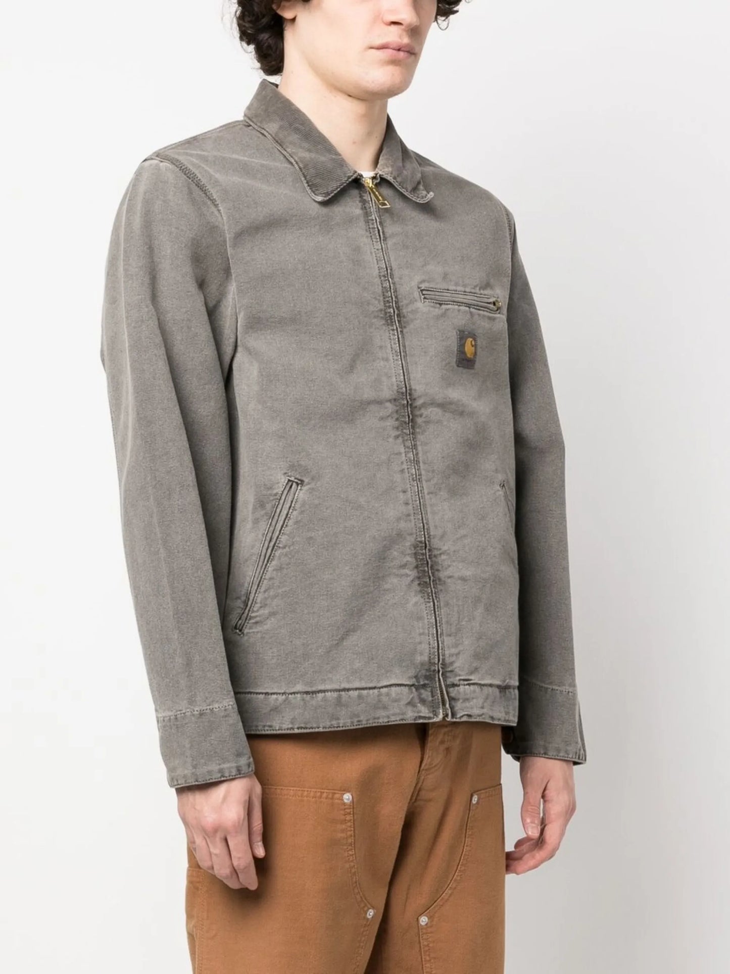logo-patch zip-up denim jacket