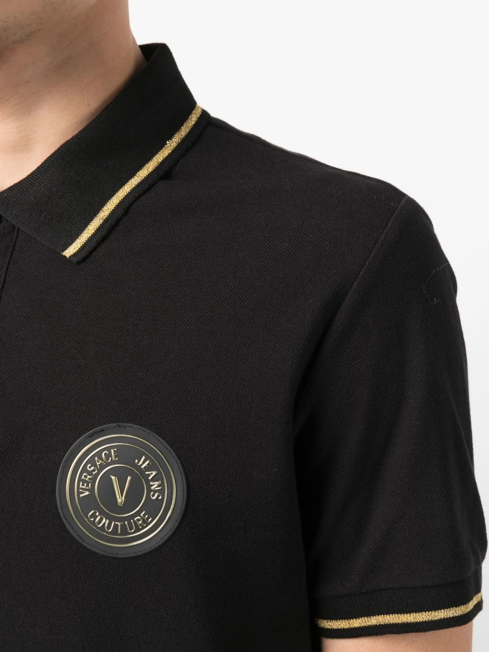 chest logo-patch polo shirt
