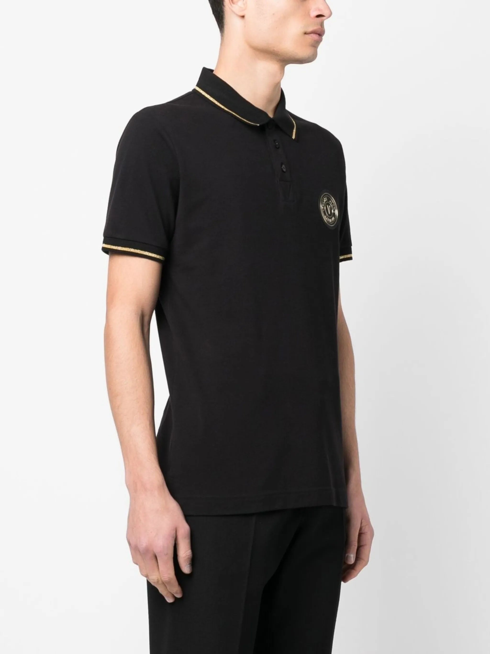 chest logo-patch polo shirt