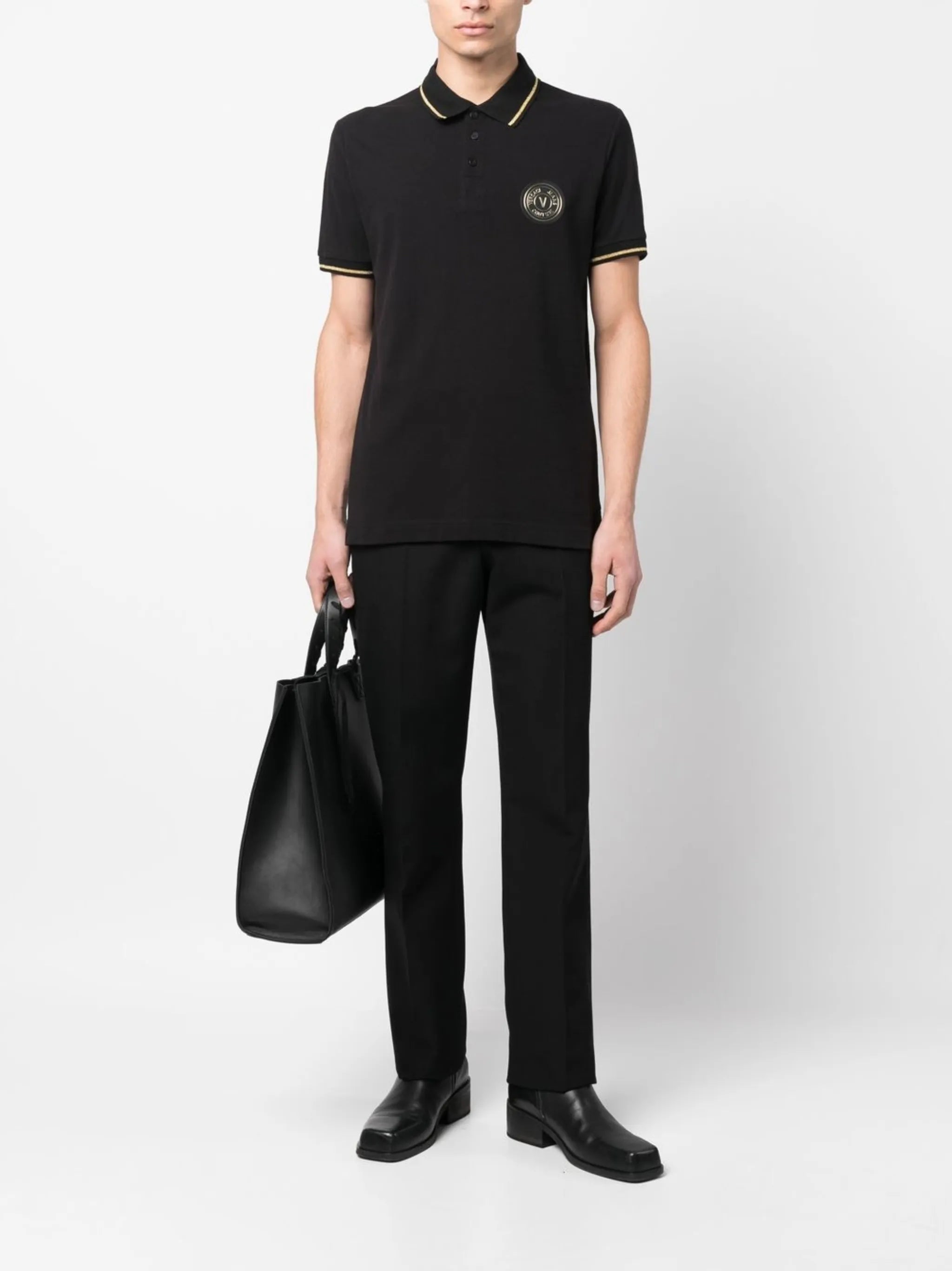chest logo-patch polo shirt