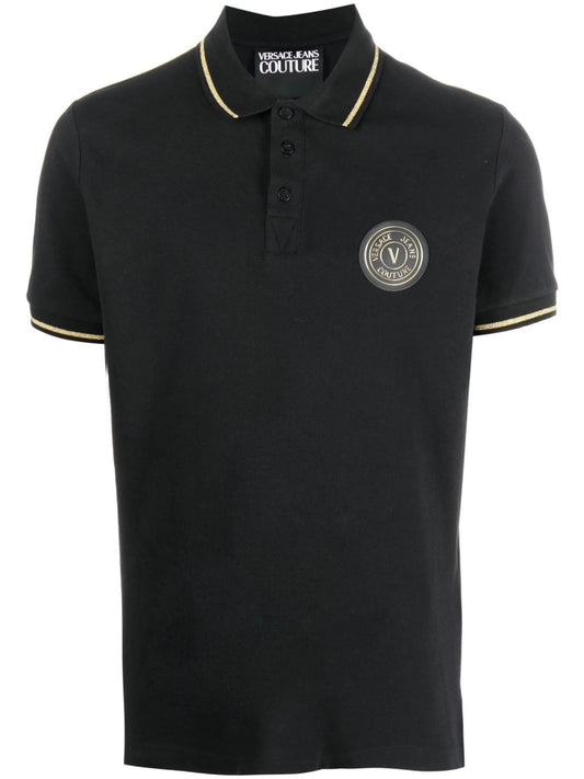 chest logo-patch polo shirt