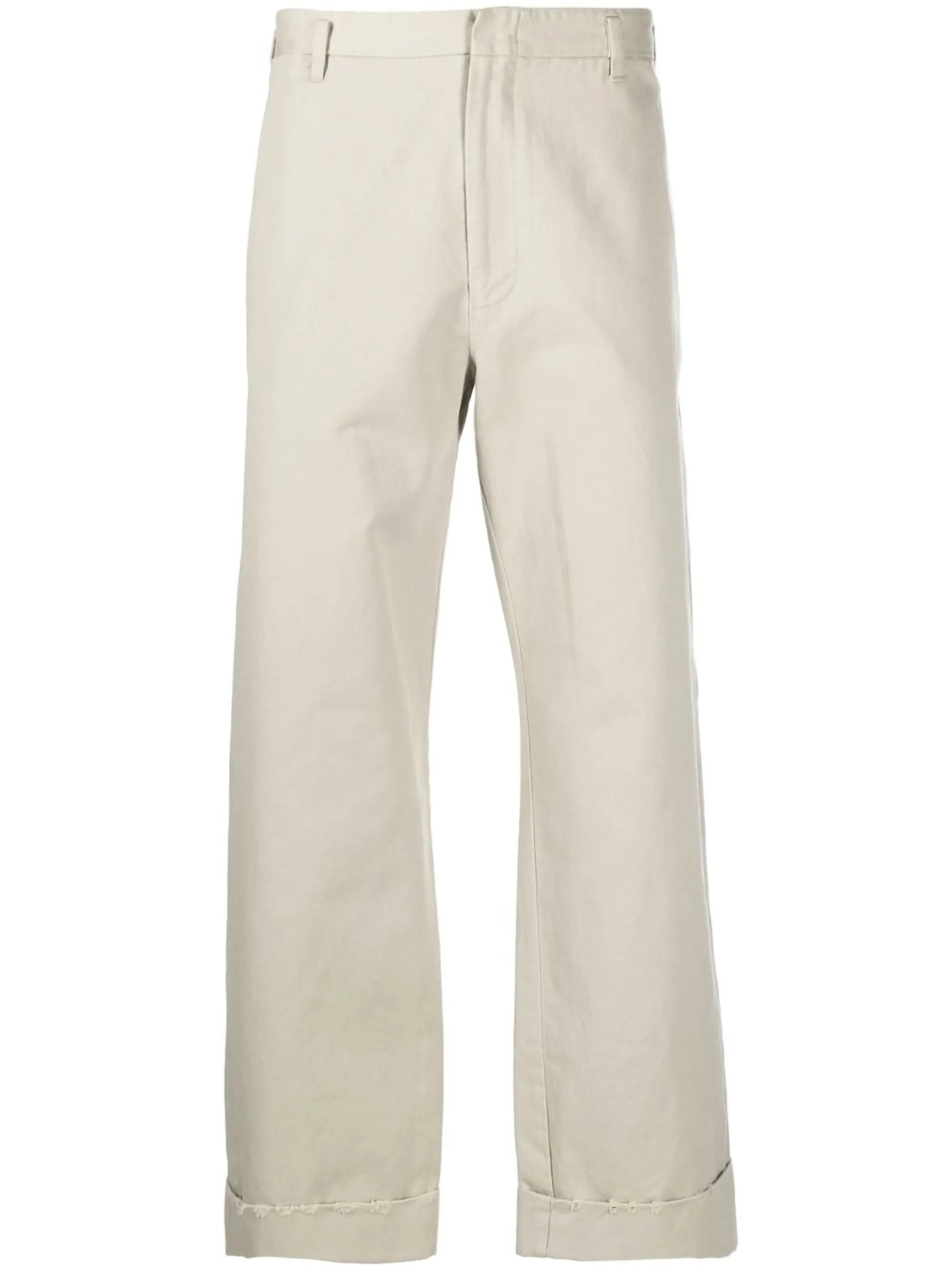 turn-up cuff straight leg trousers