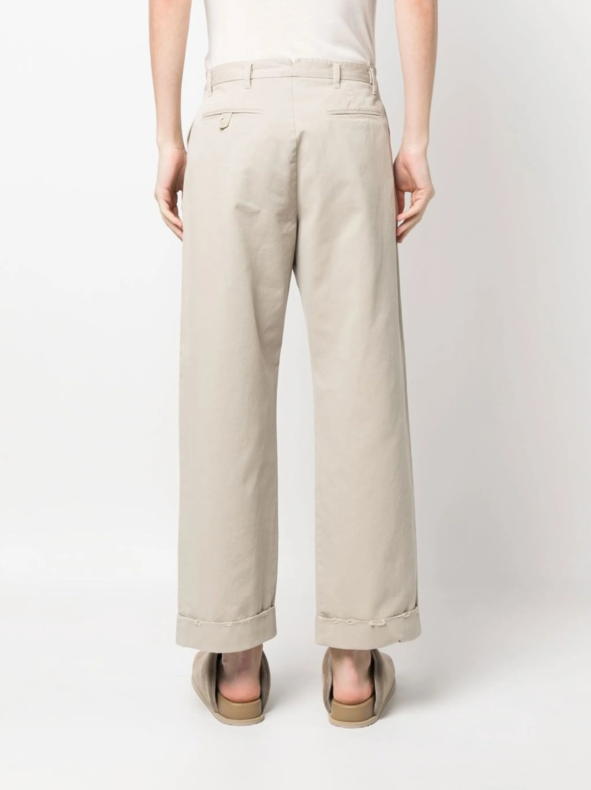 turn-up cuff straight leg trousers