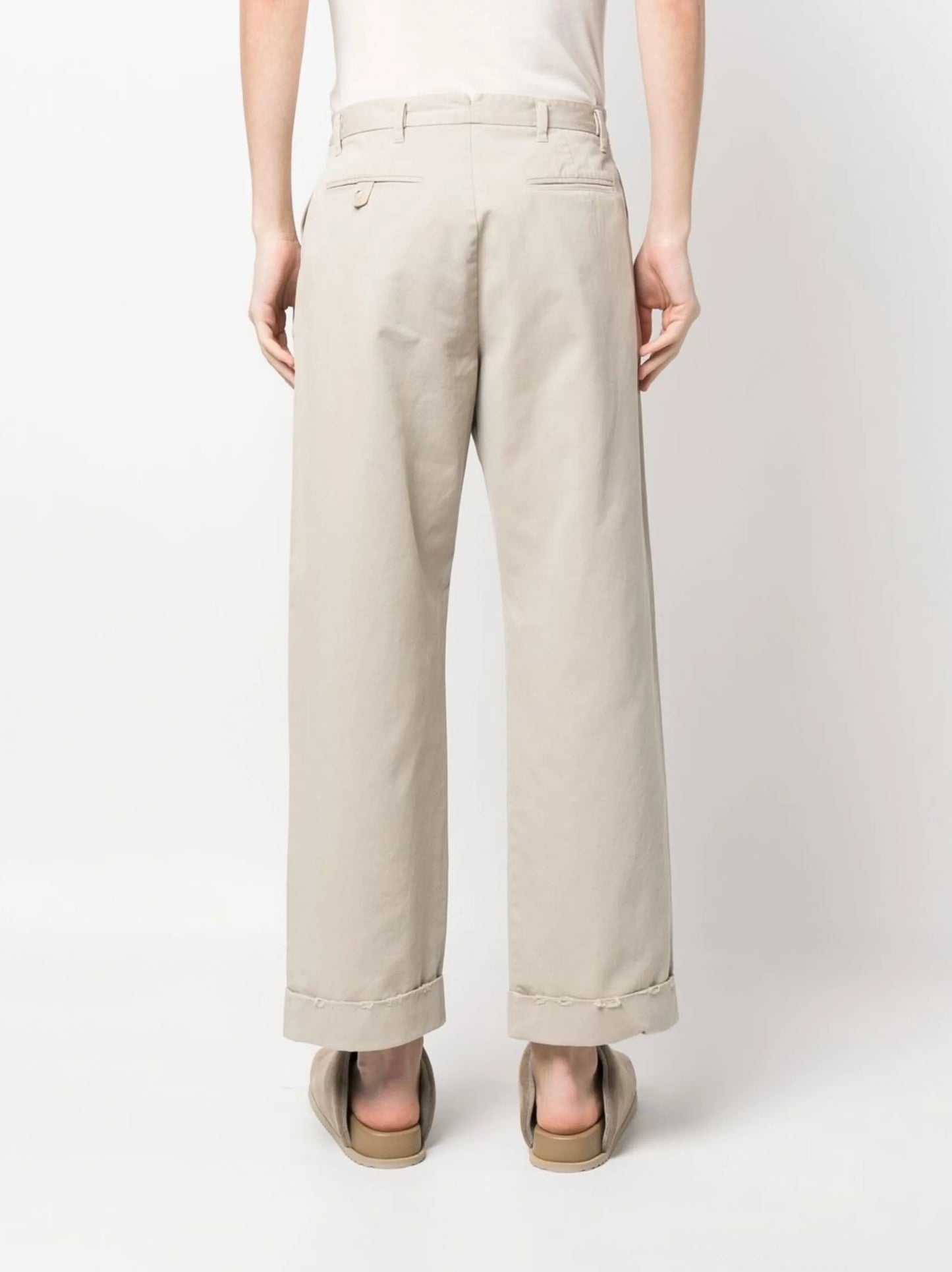turn-up cuff straight leg trousers