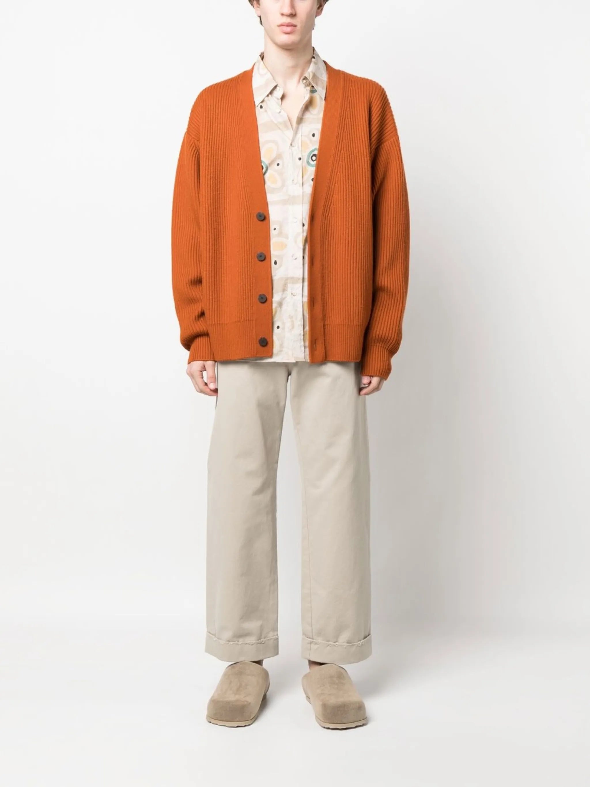turn-up cuff straight leg trousers
