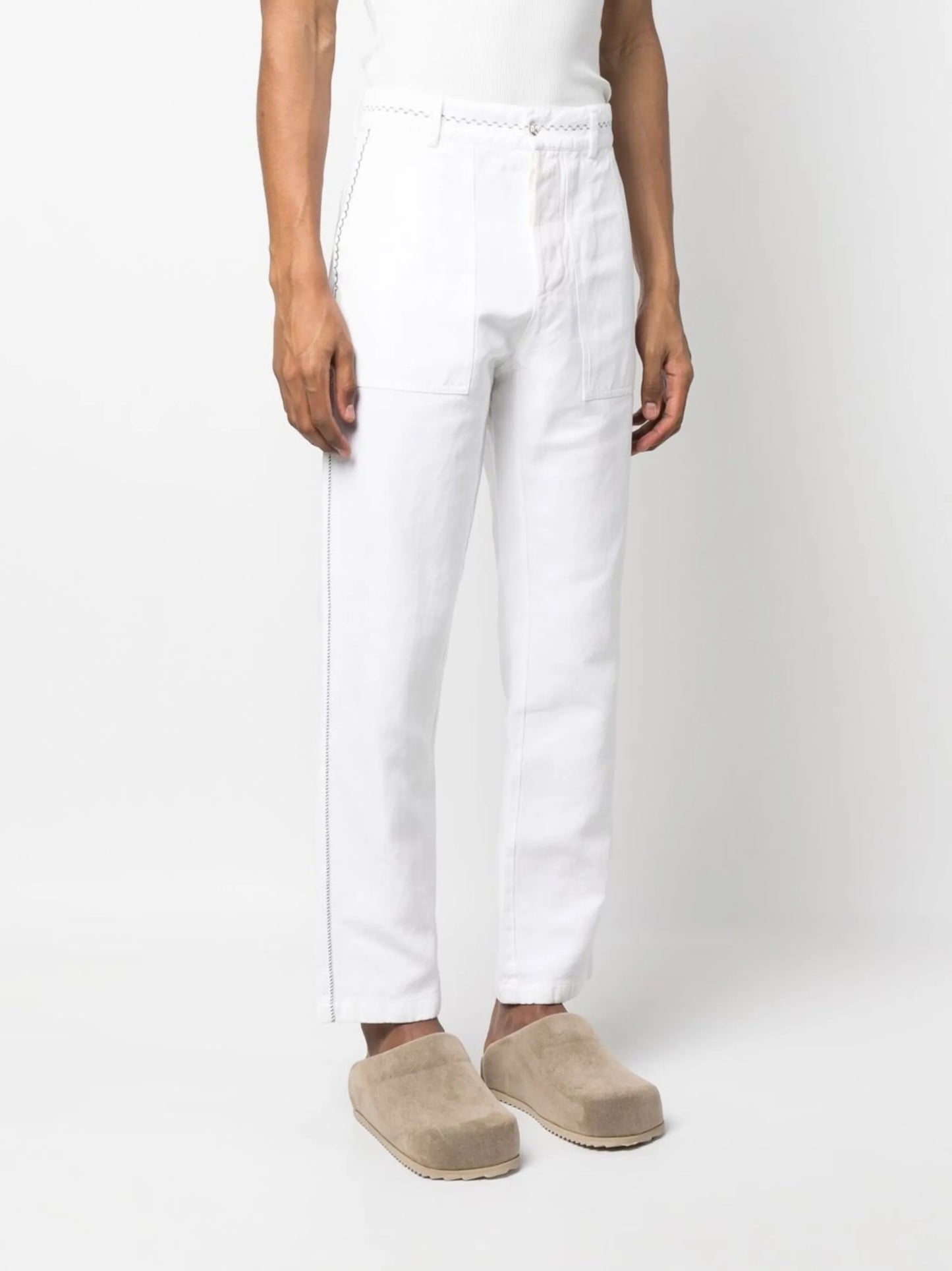 embroidered straight-leg trousers